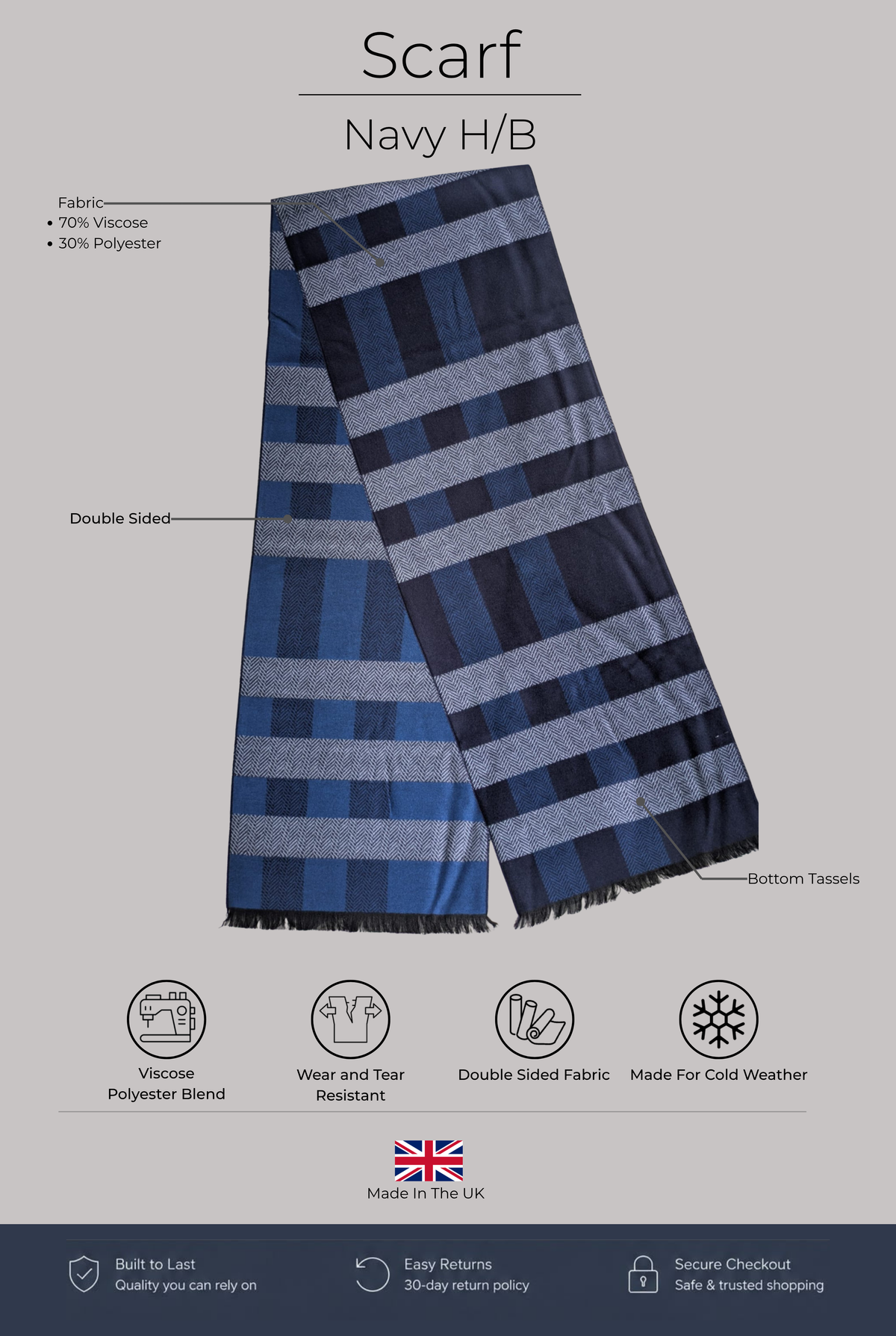 Scarf - NavyH/B - Wear London