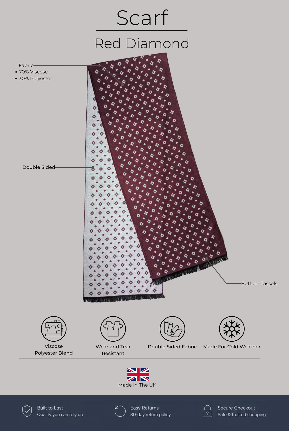 Scarf - Red Diamond - Wear London