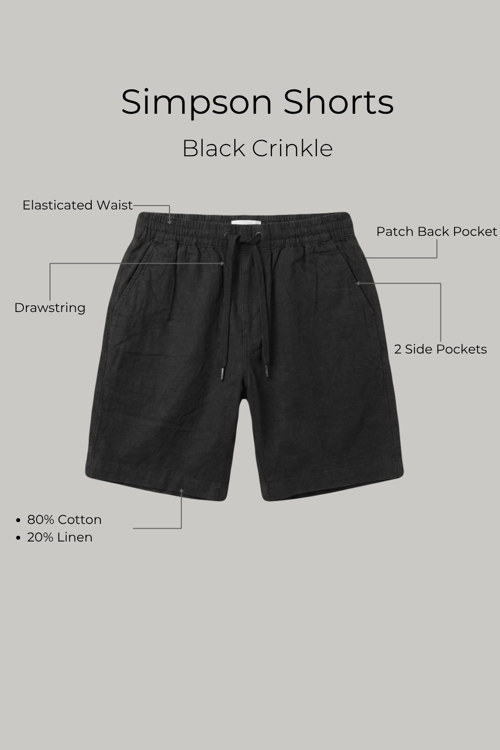 Simpsons Short Crinkle - Black - Wear London