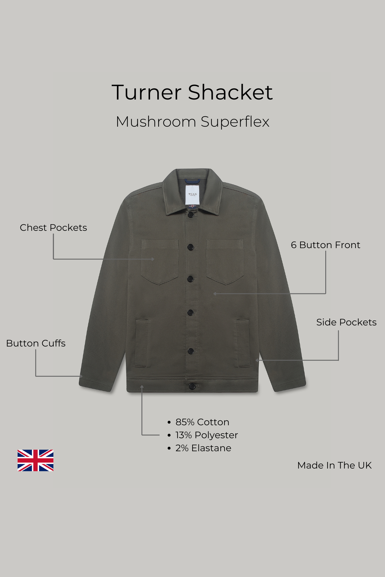 Turner Shacket - Mushroom Superflex - Wear London