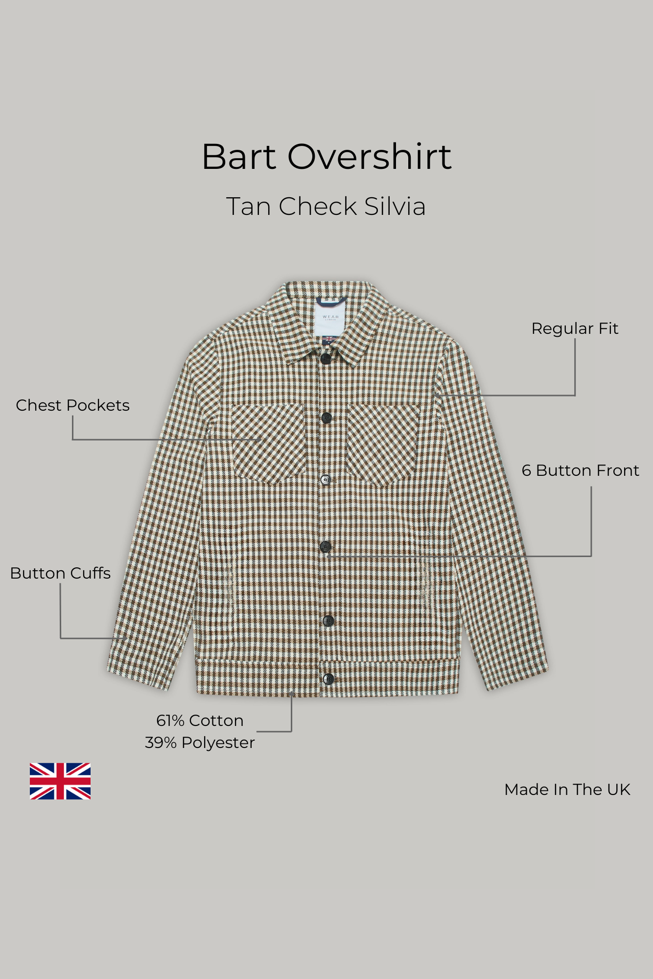 Bart Overshirt - Tan Check Silvia - Wear London