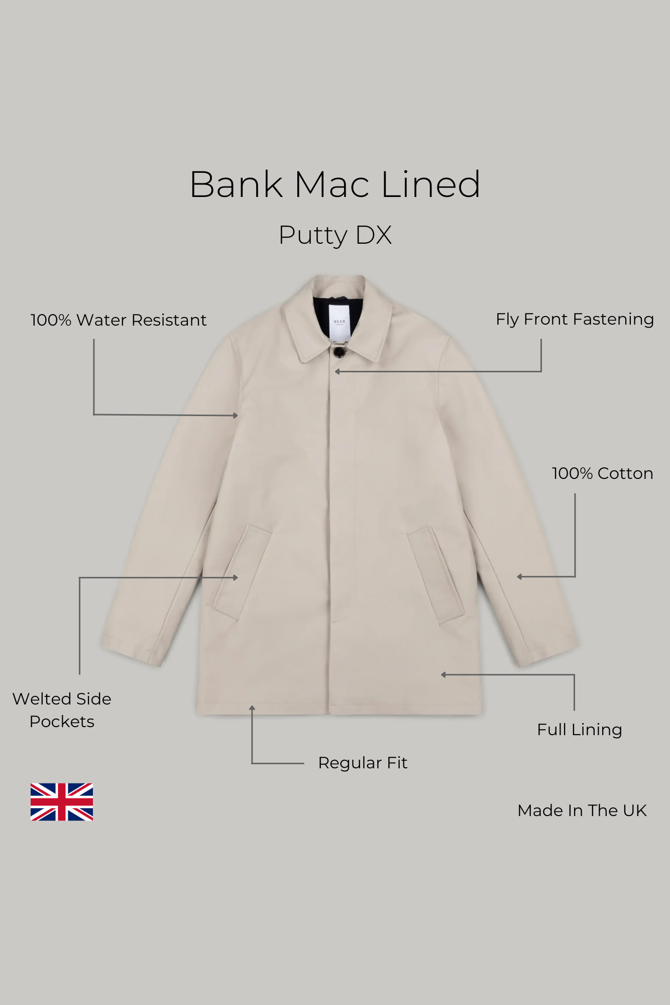 Bank Short Mac Lined - Putty Dx - Wear London