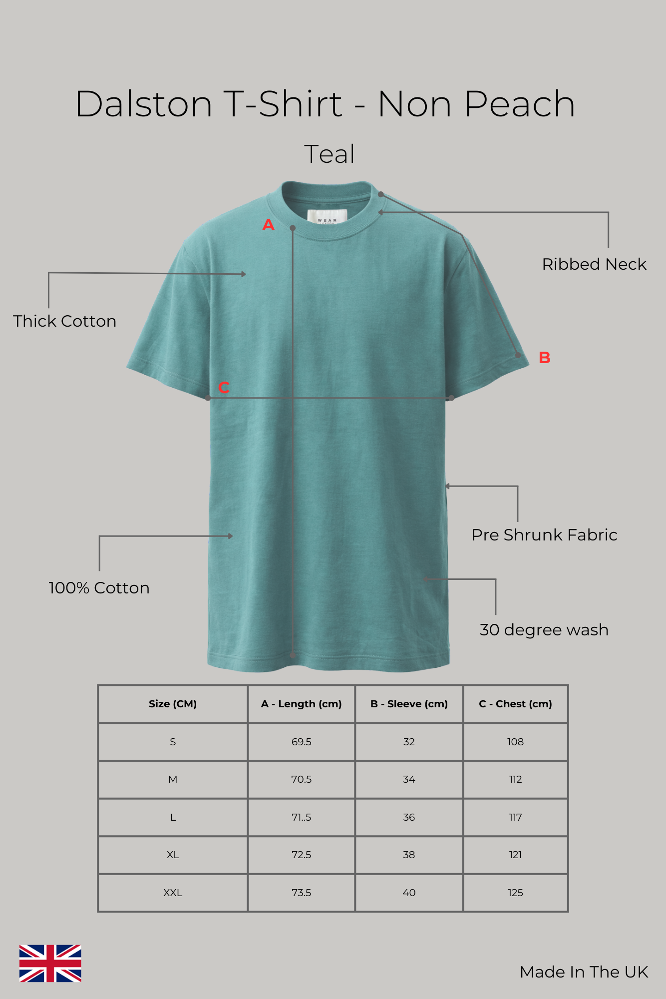 Dalston - T-Shirt Non Peach - Teal - Wear London