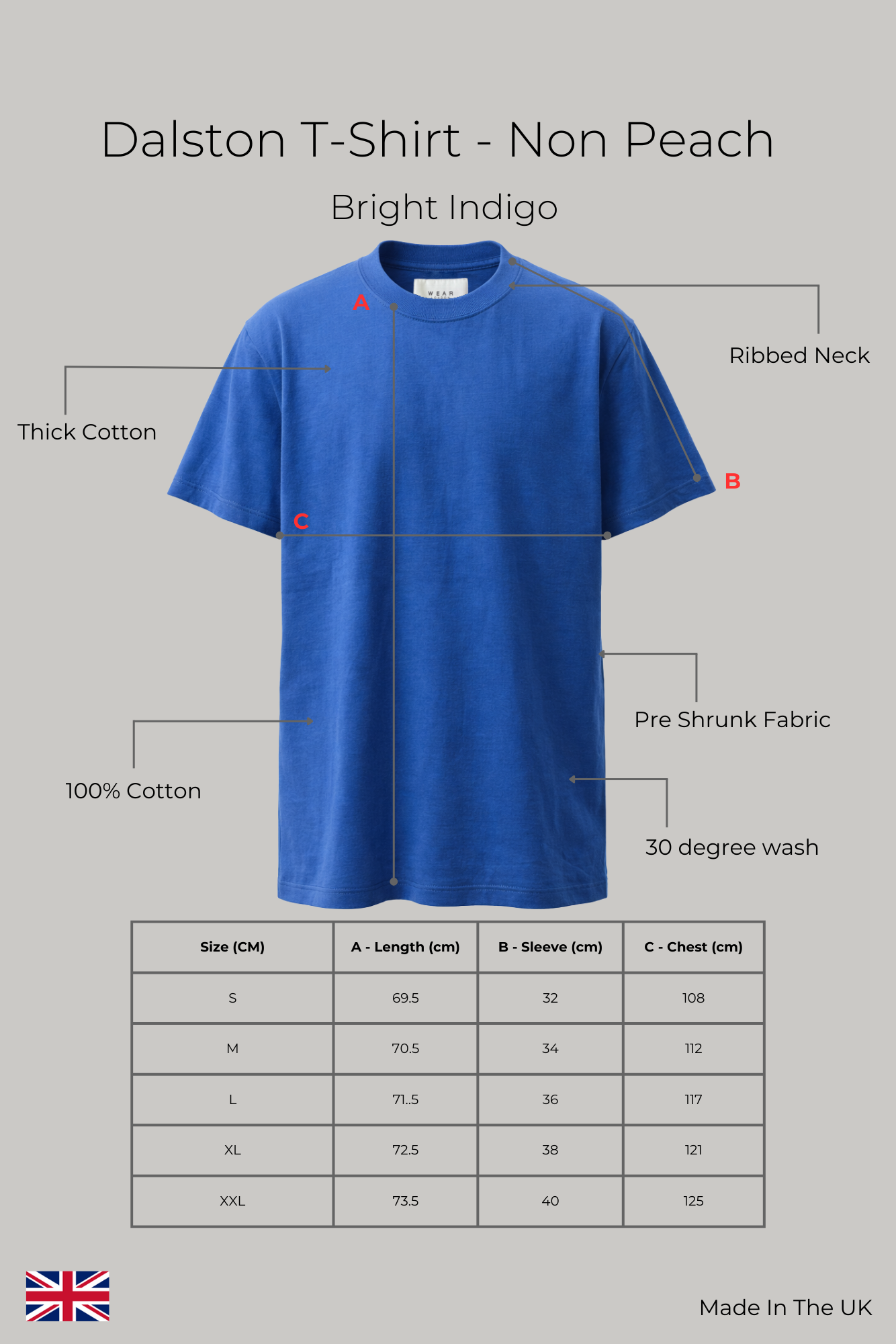 Dalston - T-Shirt Non Peach - Bright Indigo - Wear London