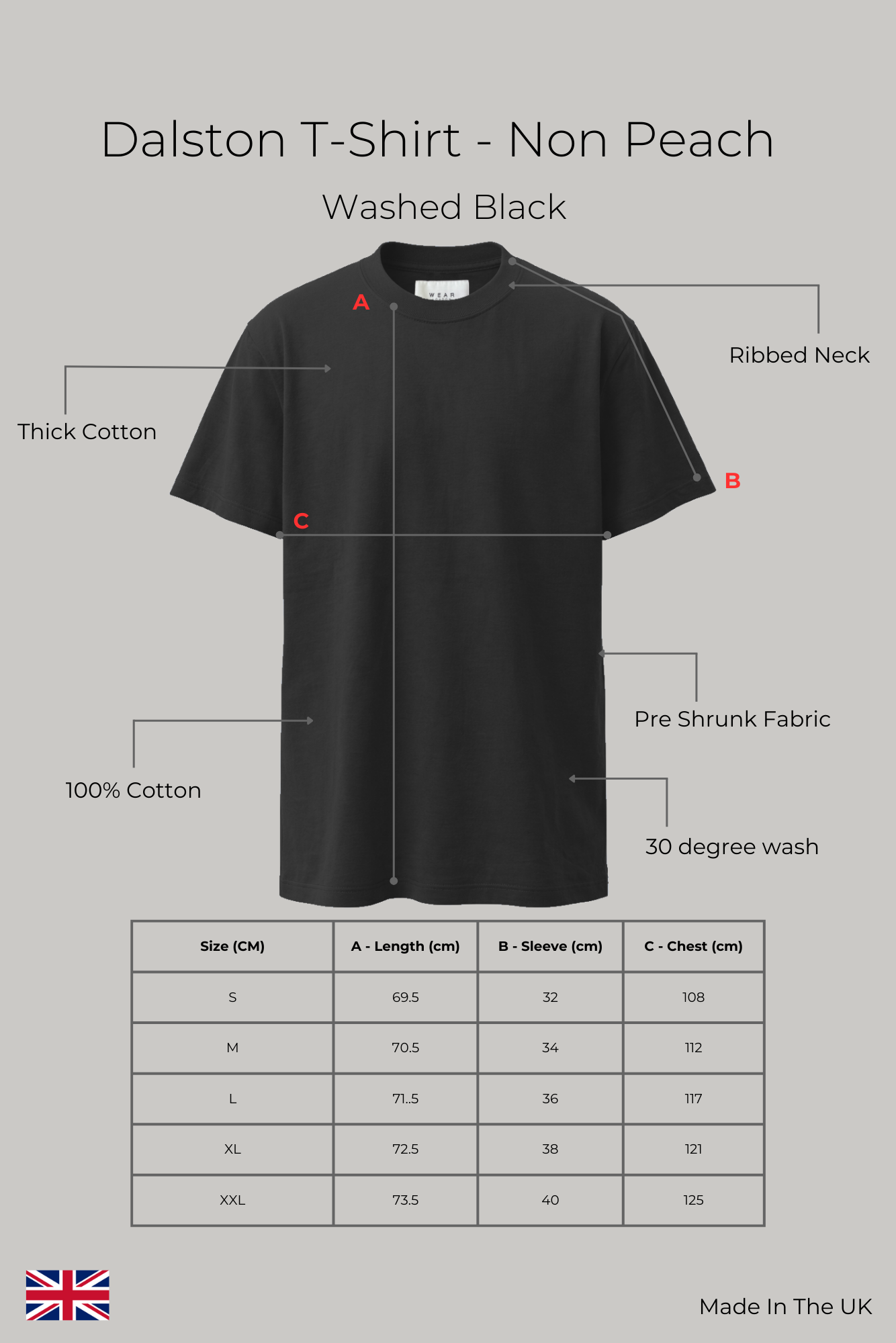 Dalston - T-Shirt Non Peach - Washed Black - Wear London