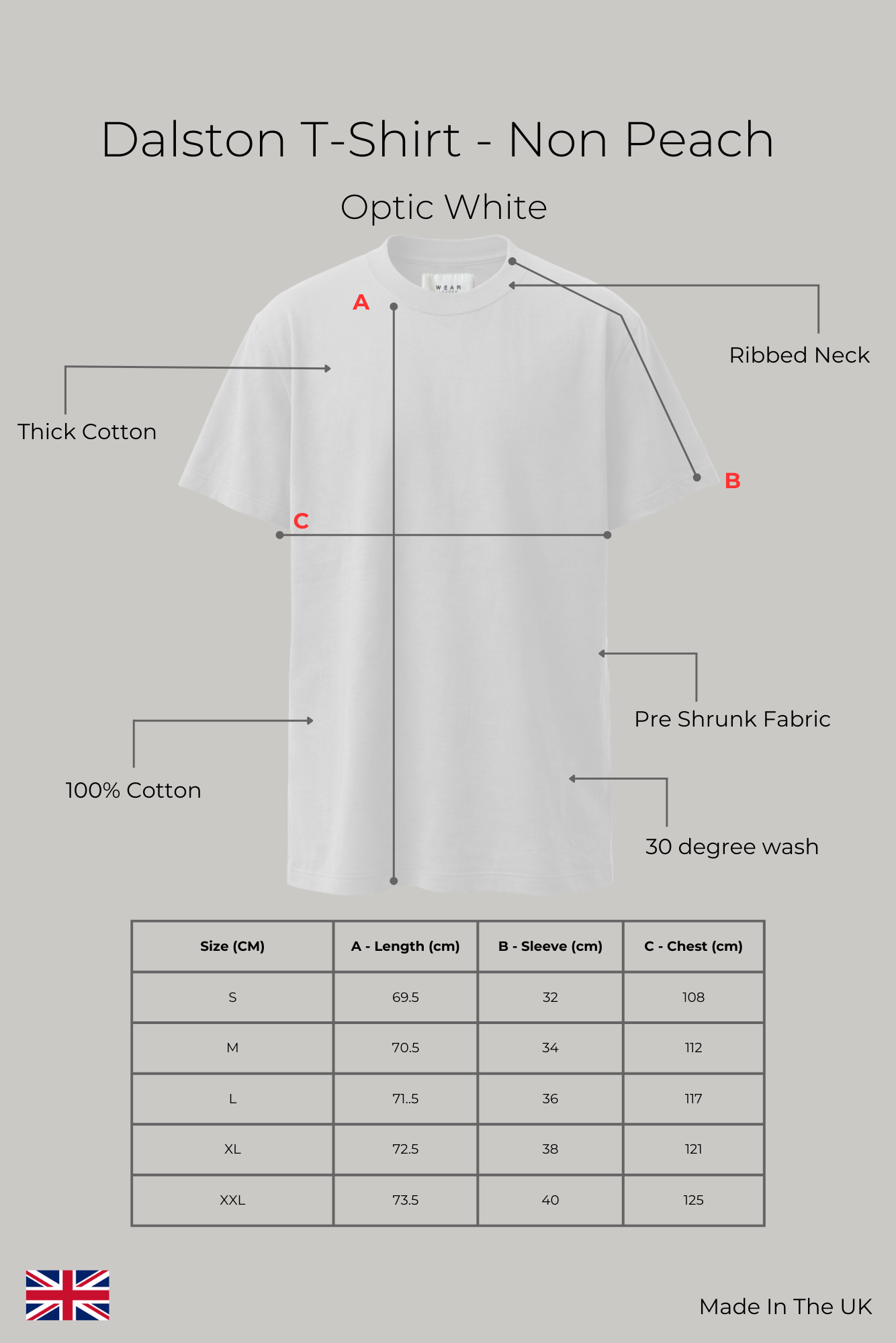 Dalston - T-Shirt Non Peach - Optic White - Wear London