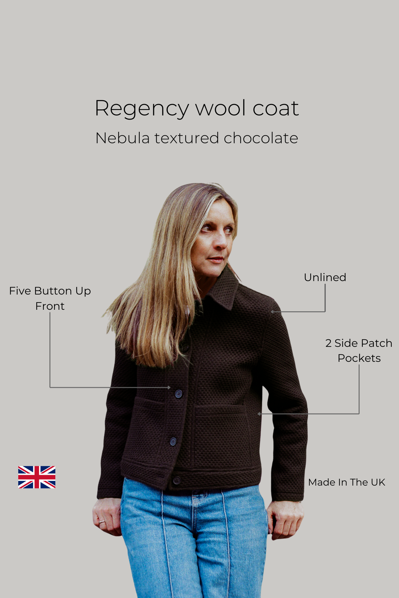Regency wool coat - Nebula textured chocolate - Wear London