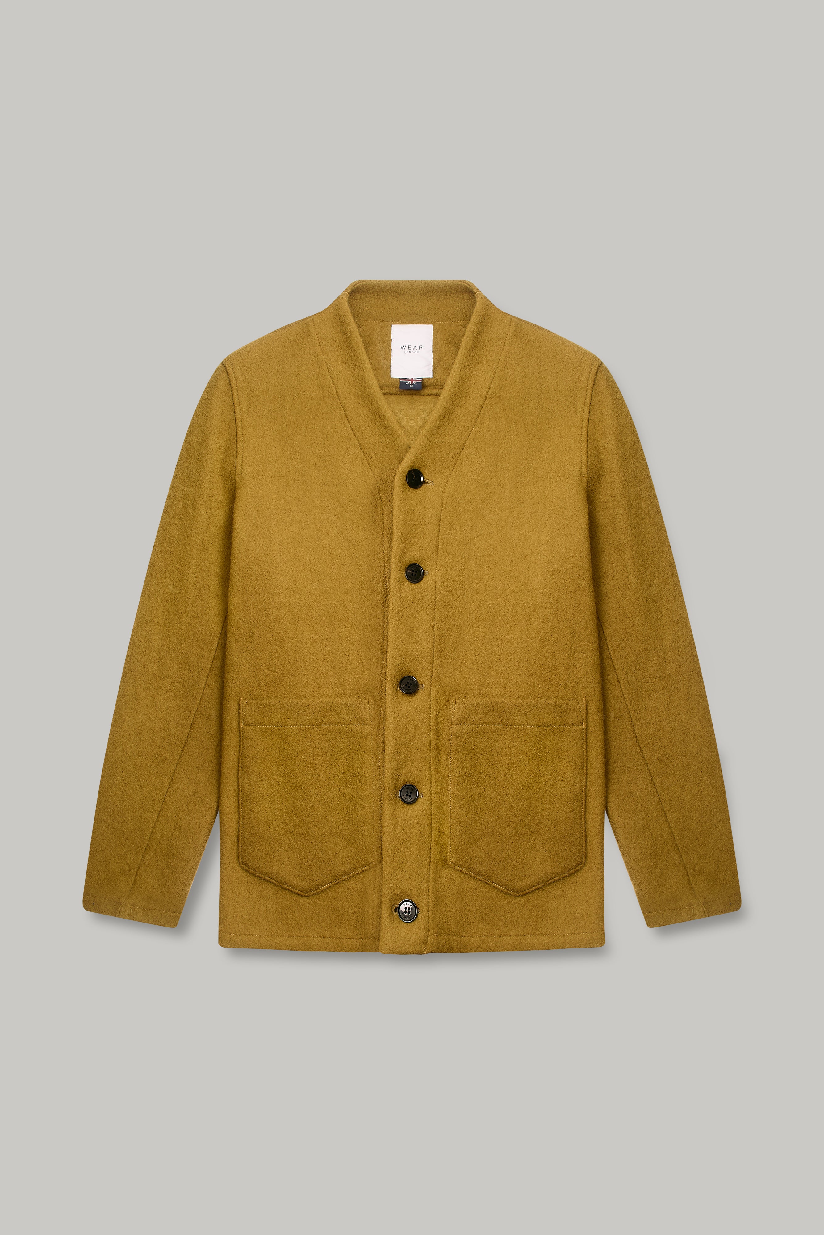 Fleming V-Neck Shacket - Mustard Boiled Wool - Wear London