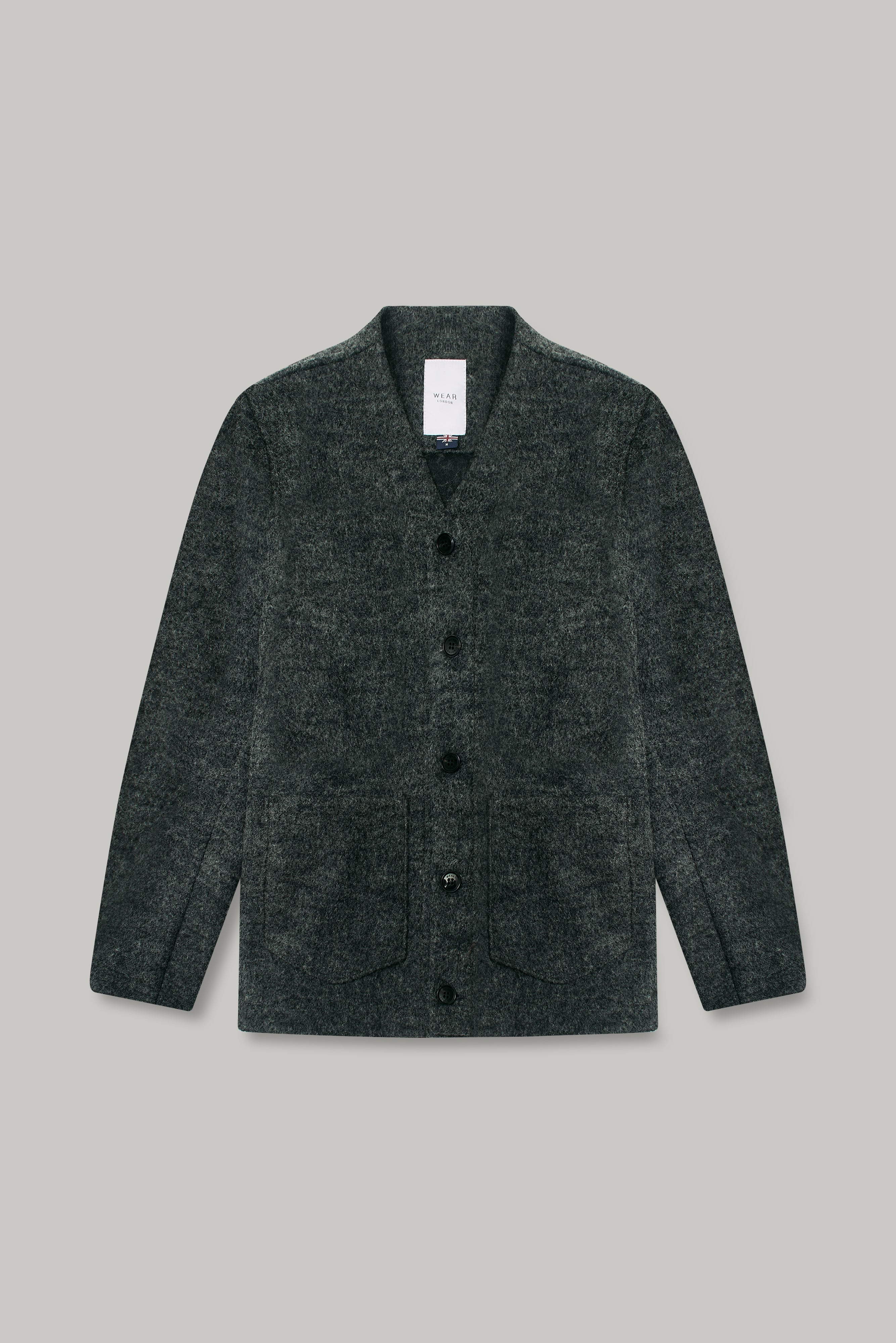 Fleming V-Neck Shacket - Charcoal Boiled Wool - Wear London
