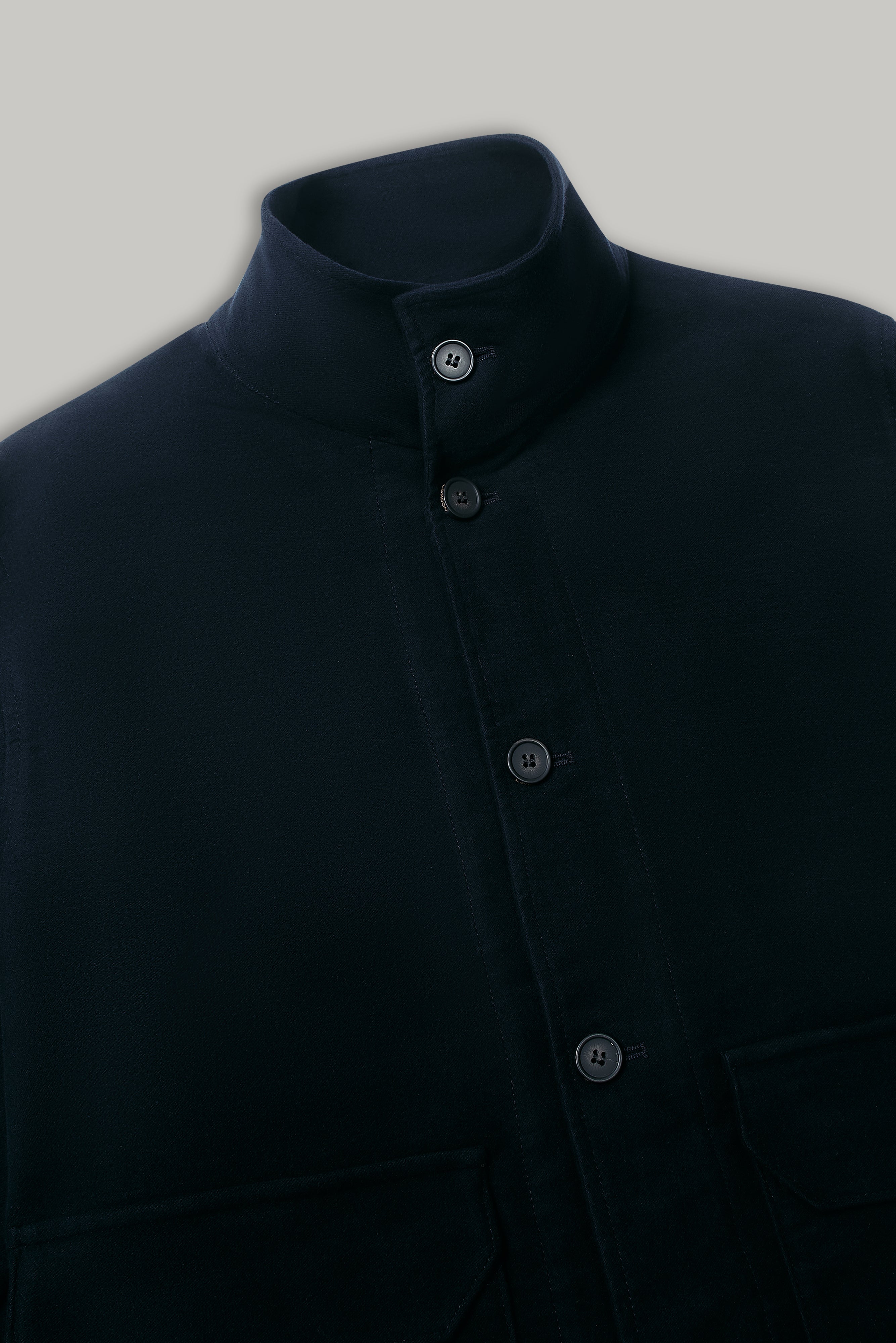 The Freddie Funnel Jacket - Navy Moleskin - Wear London