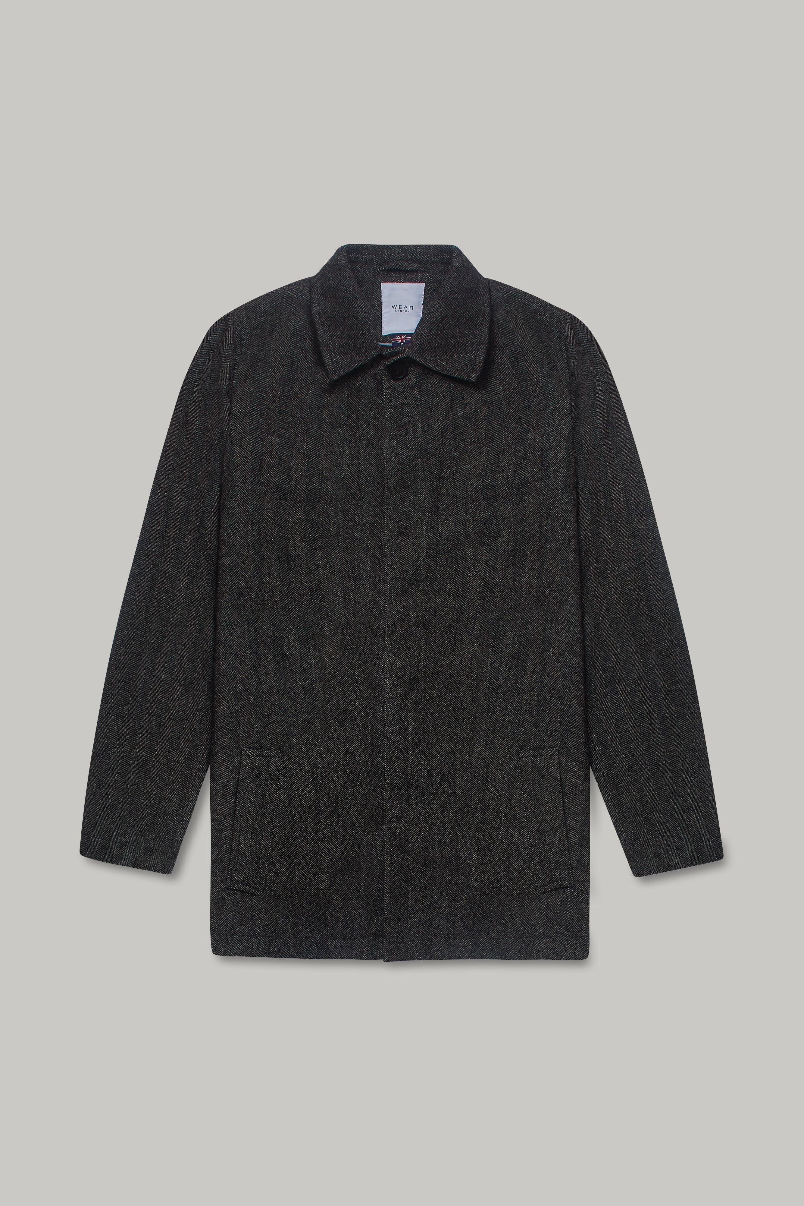 Barking Wool Coat - Black Grey Herringbone - Wear London
