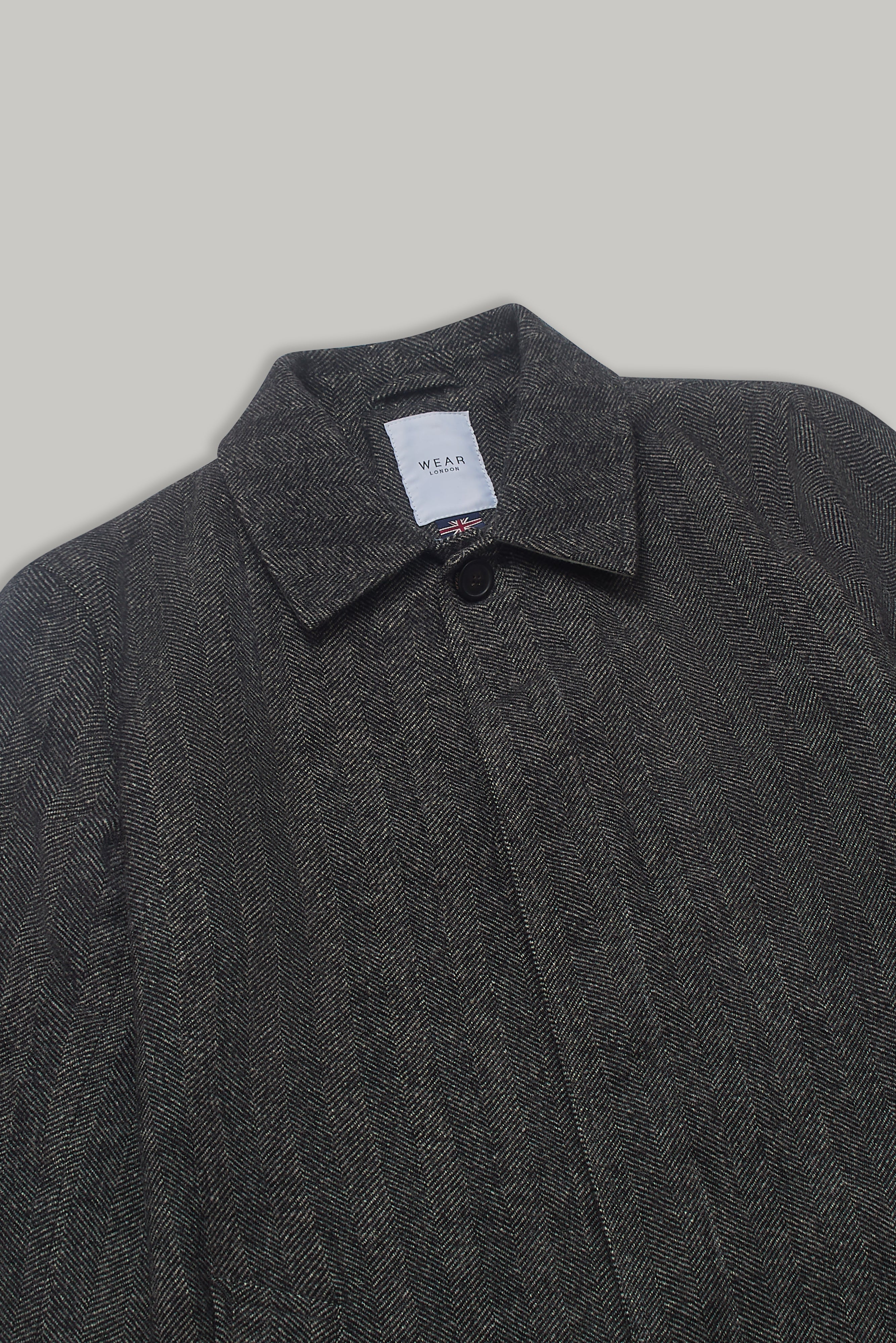 Barking Wool Coat - Black Grey Herringbone - Wear London
