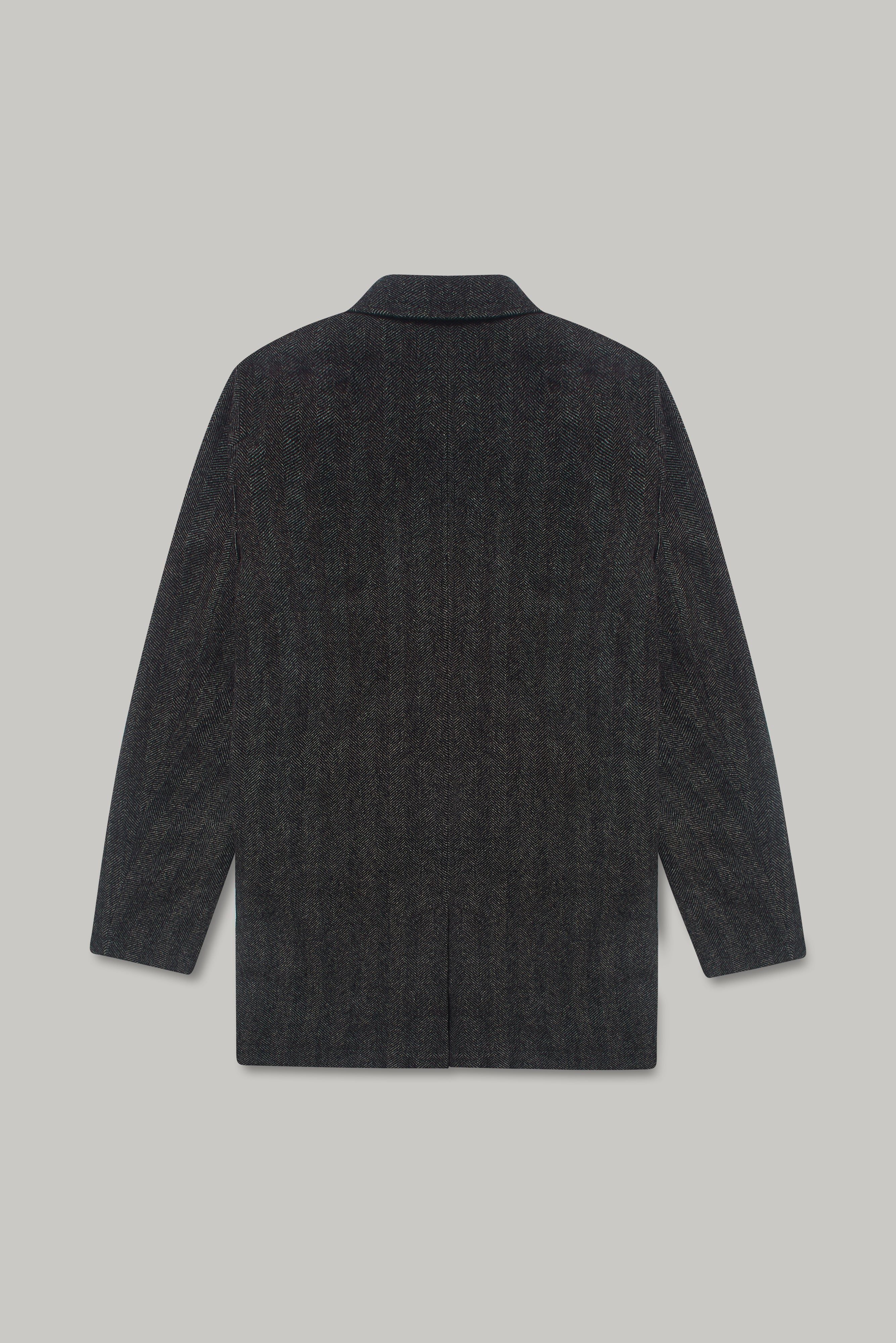 Barking Wool Coat - Black Grey Herringbone - Wear London