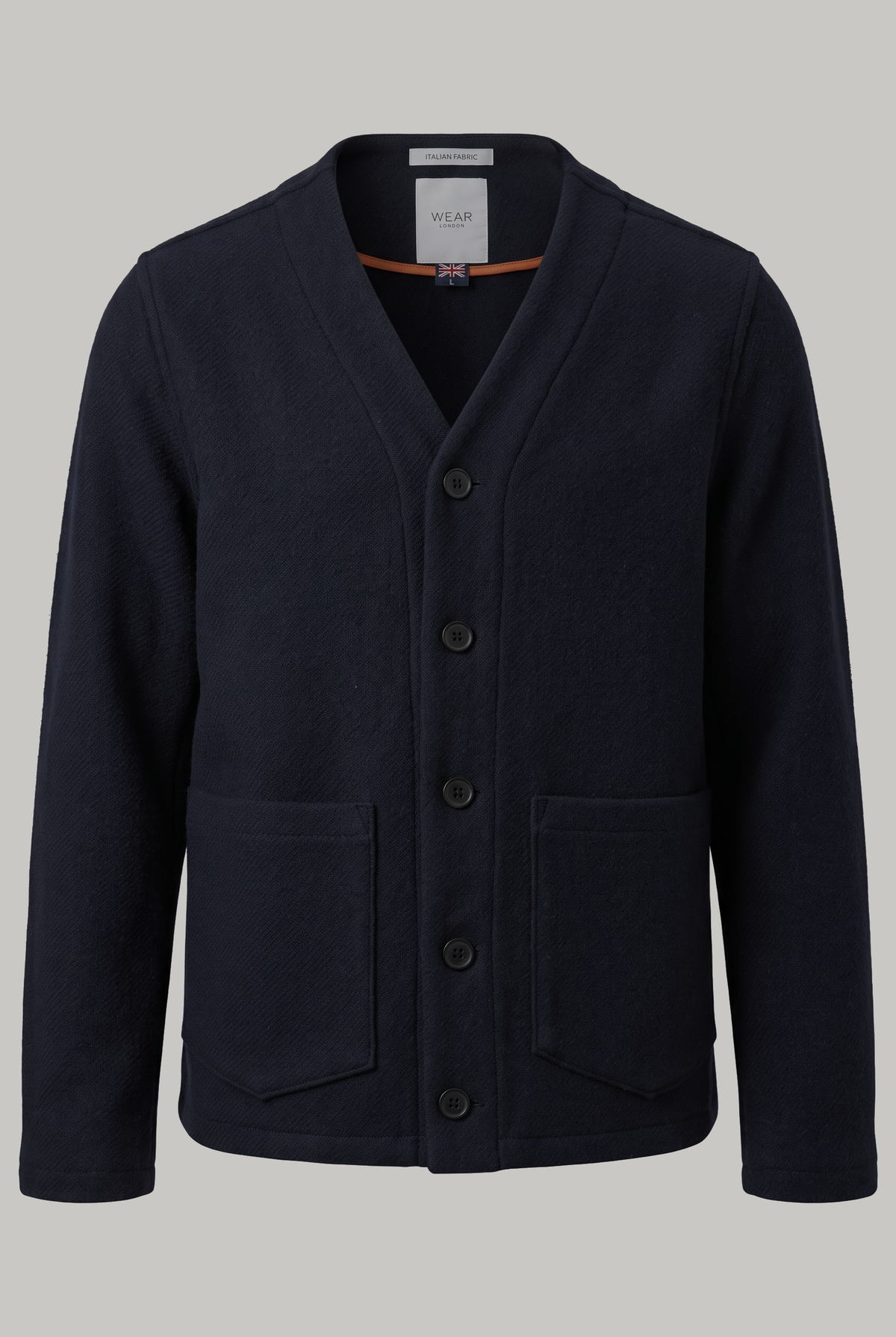 Fleming V-Neck Shacket Lined Sleeve - Navy Double Face Twill - Wear London