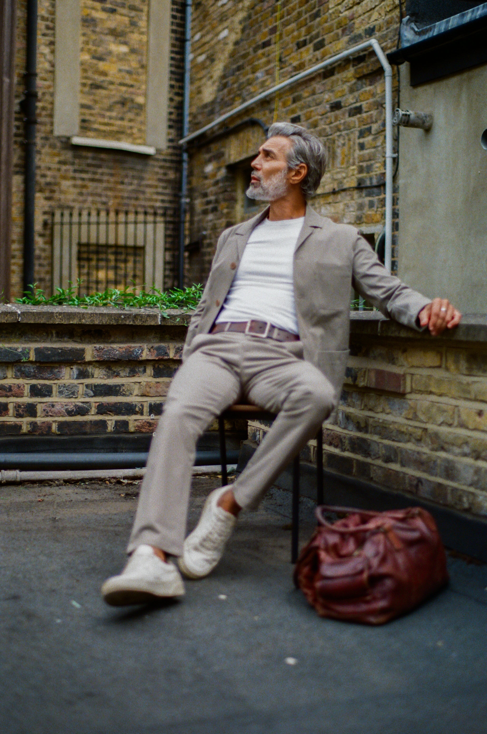 Wentworth Trouser - Mushroom Cotton Lycra - Wear London