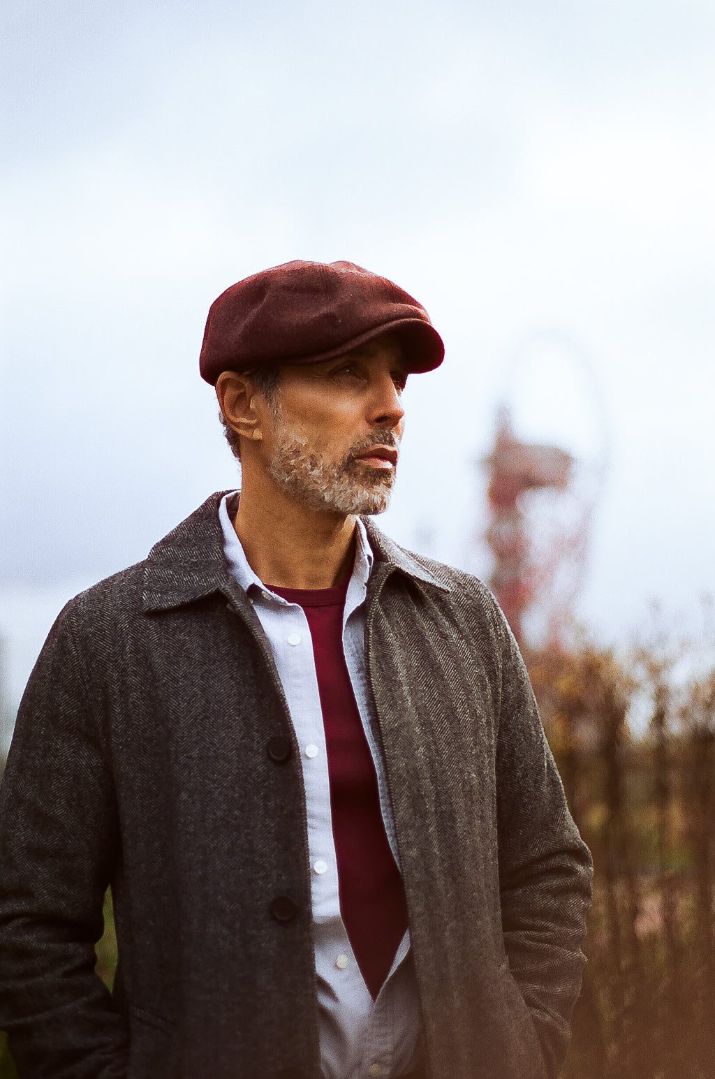Baker Boy Hat - Plain Bordeaux 100% Wool - Wear London