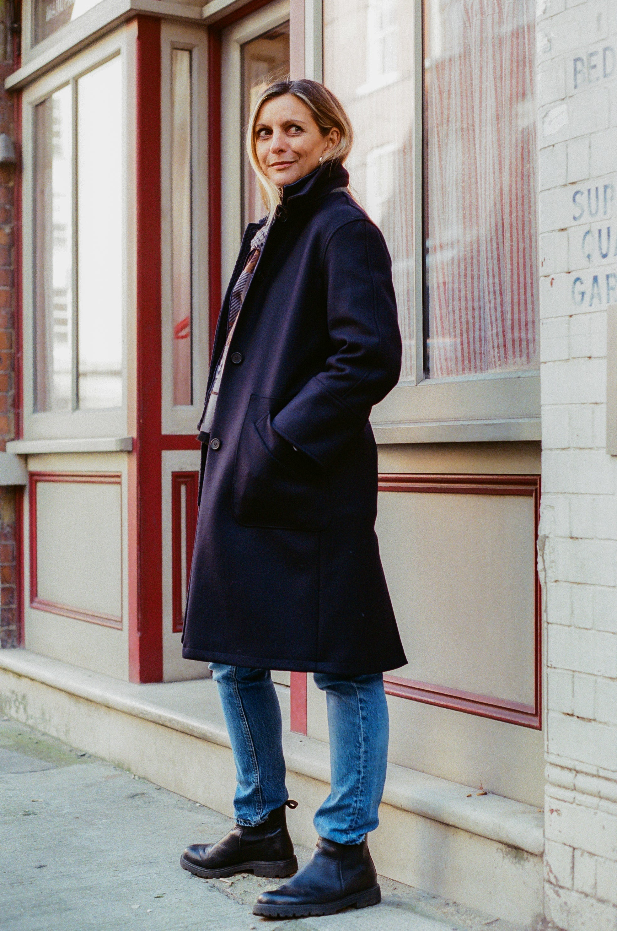 Mabel wool coat - Birbo Twill Navy - Wear London