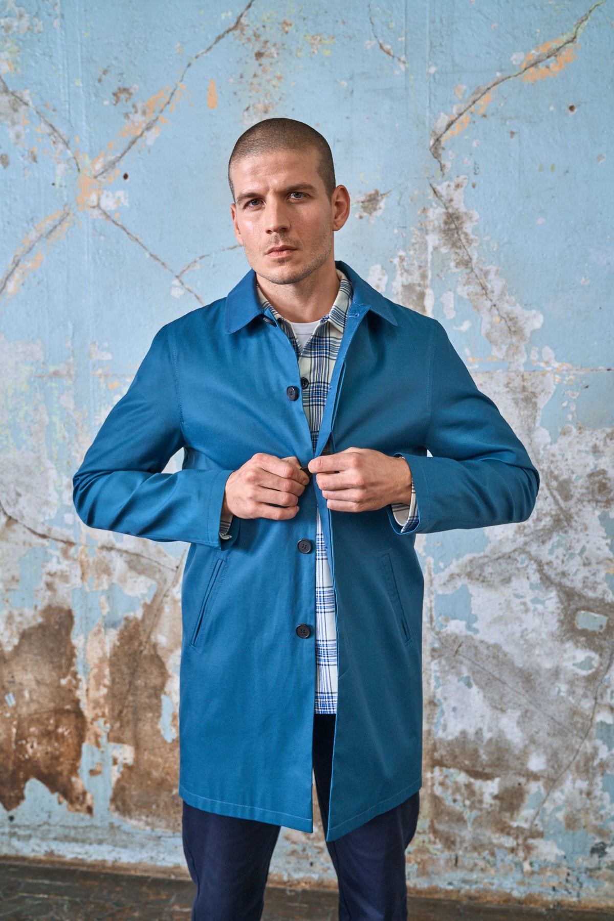 London Lined Rain Mac - Petrol Navy - Wear London