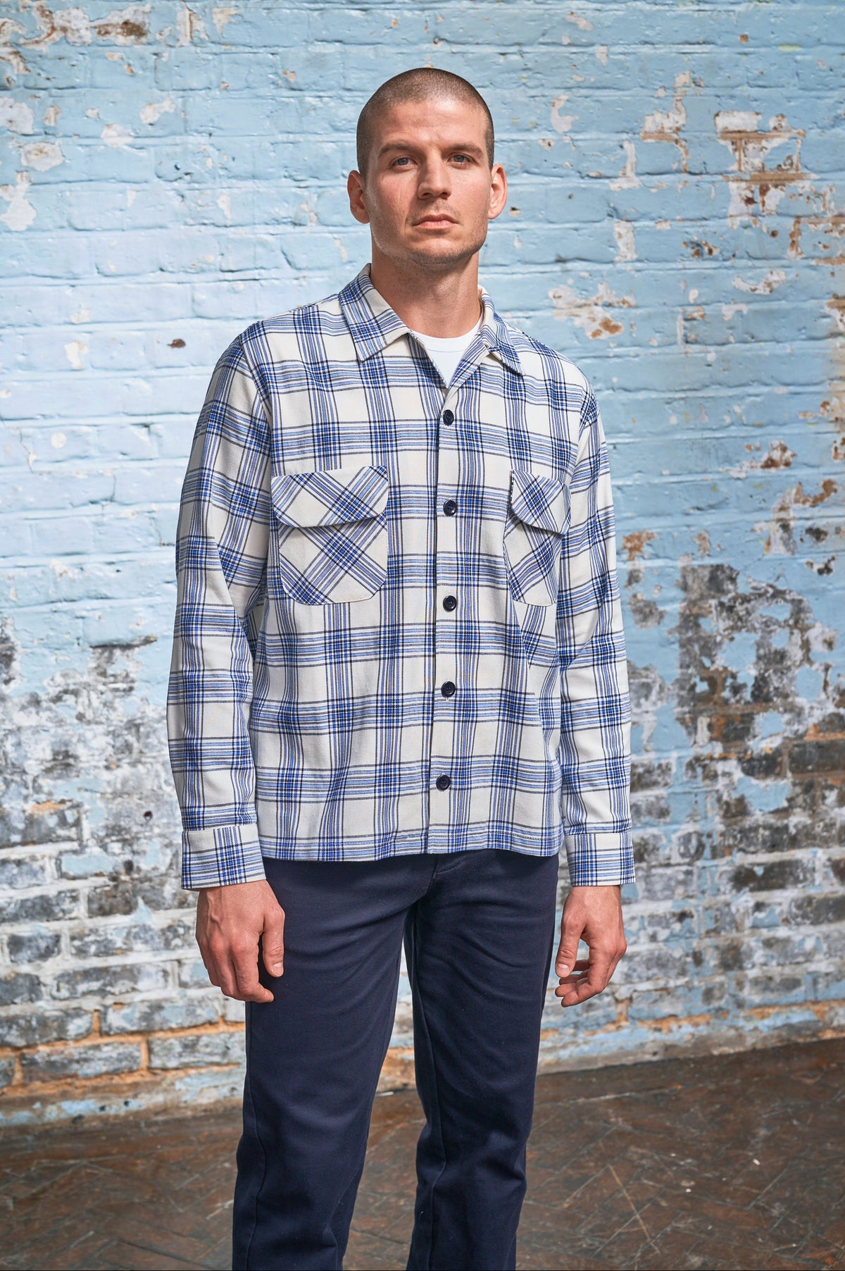 Angeles Long Sleeve Shirt - Art Blue Check - Wear London