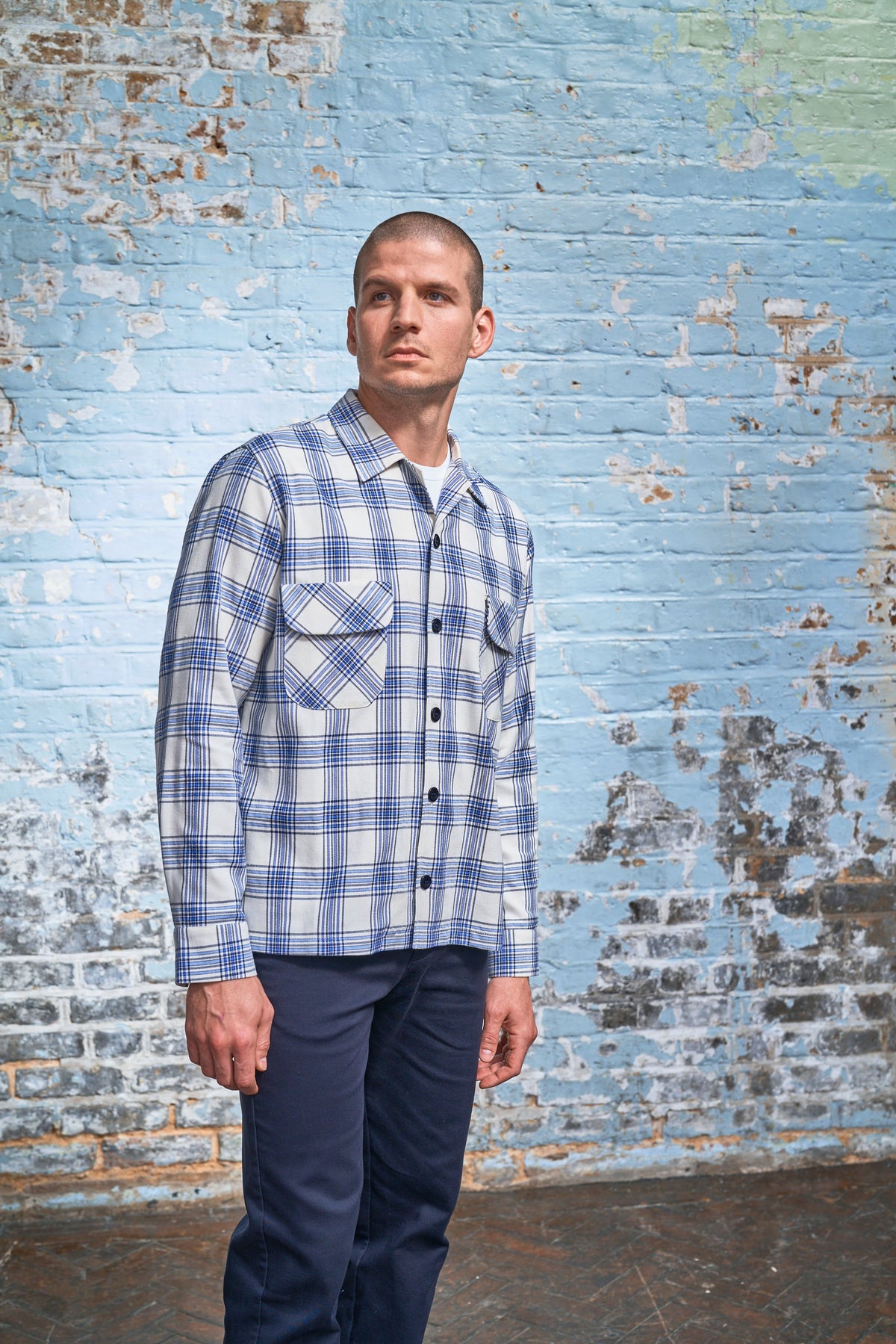 Angeles Long Sleeve Shirt - Art Blue Check - Wear London