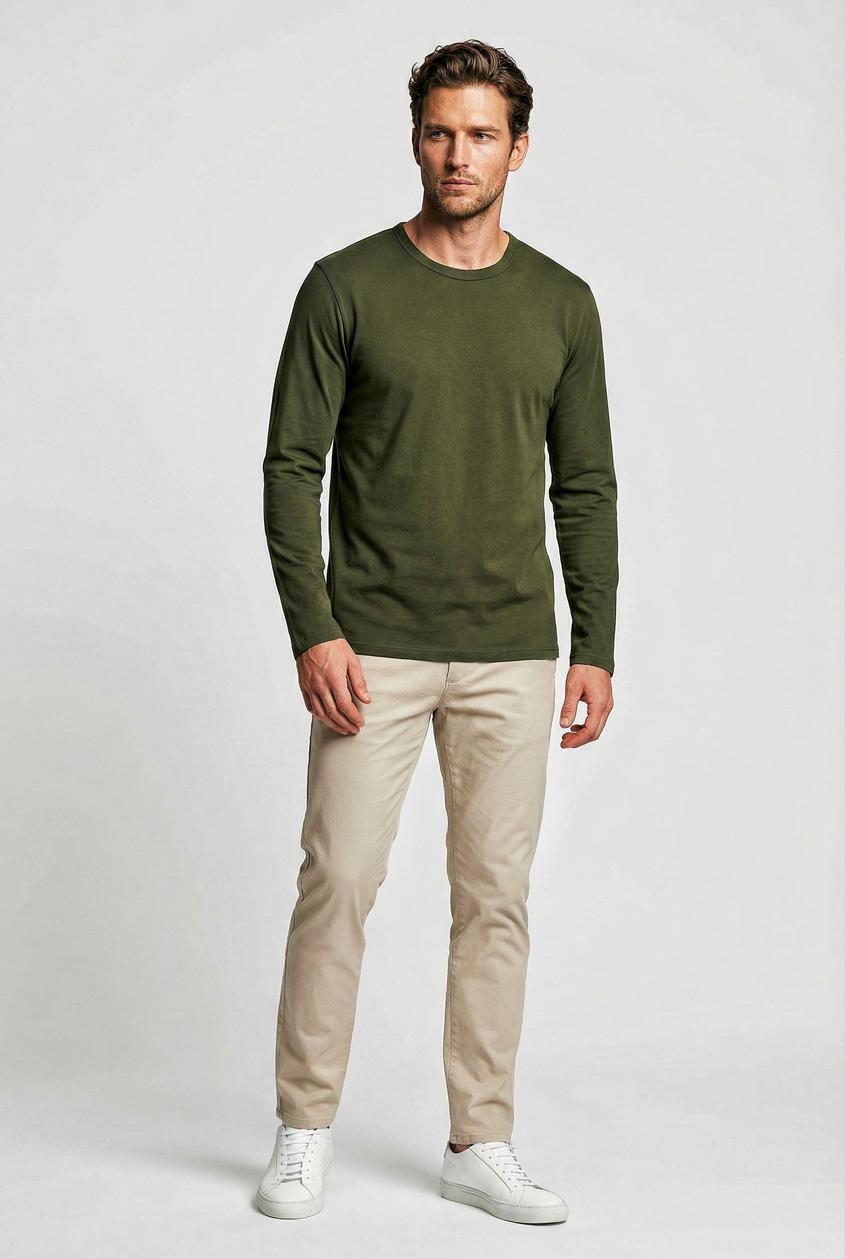 Bevis Long Sleeve Cotton T-shirt - Bottle - Wear London