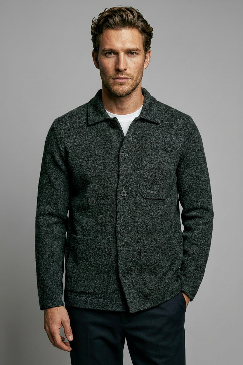 Chiltern Shacket - Charcoal Boiled Wool - Wear London