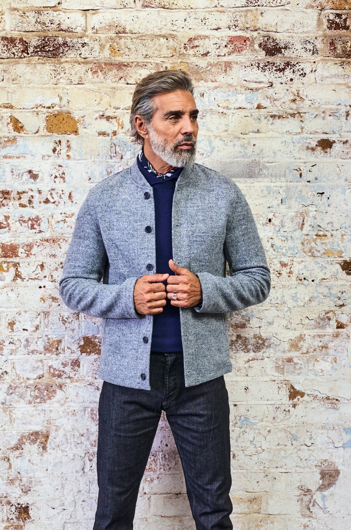 Aldgate Baseball Shacket - Silver textured wool - Wear London