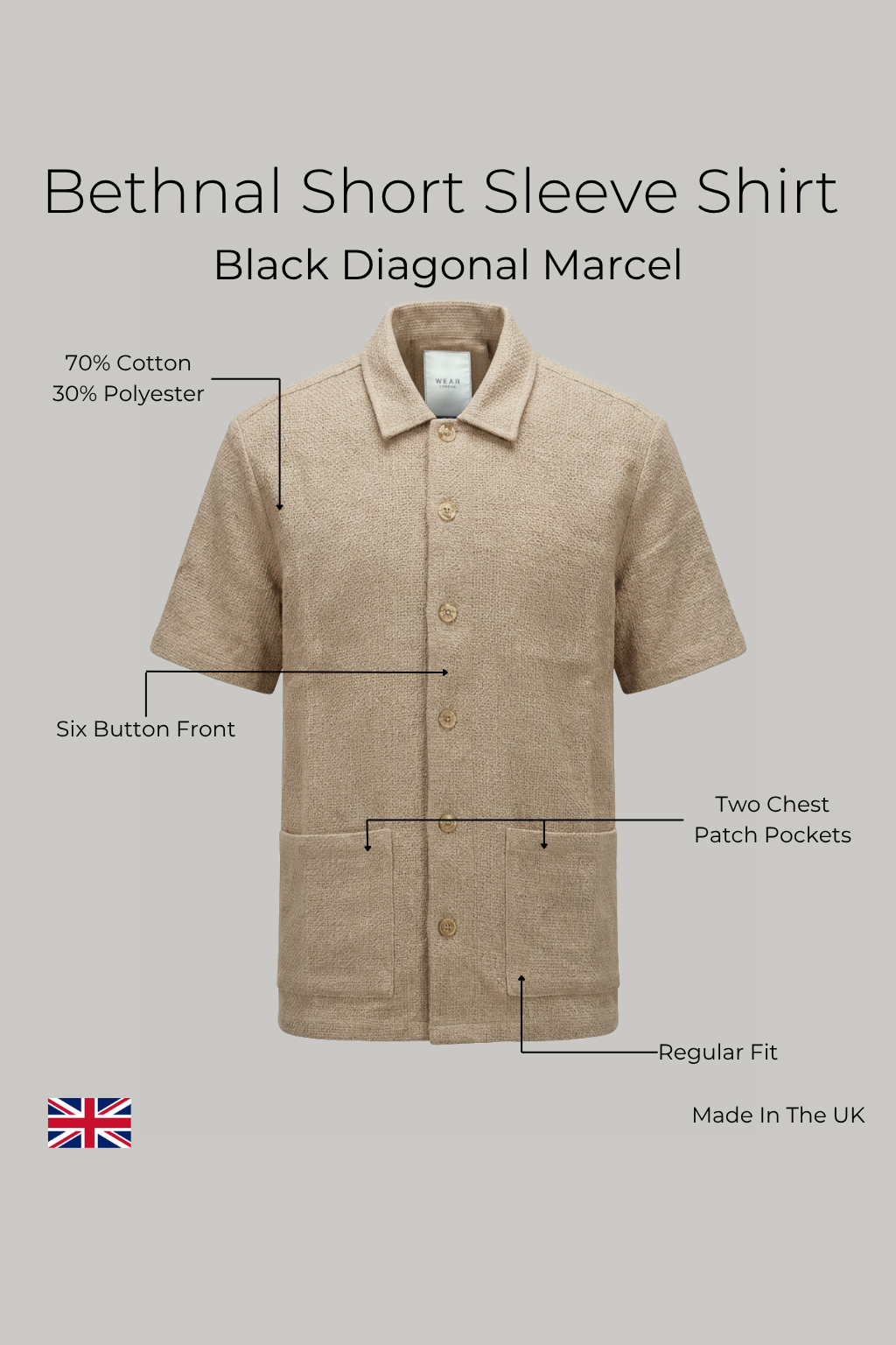 Bethnal Short Sleeve Shirt - Beige Marcel - Wear London