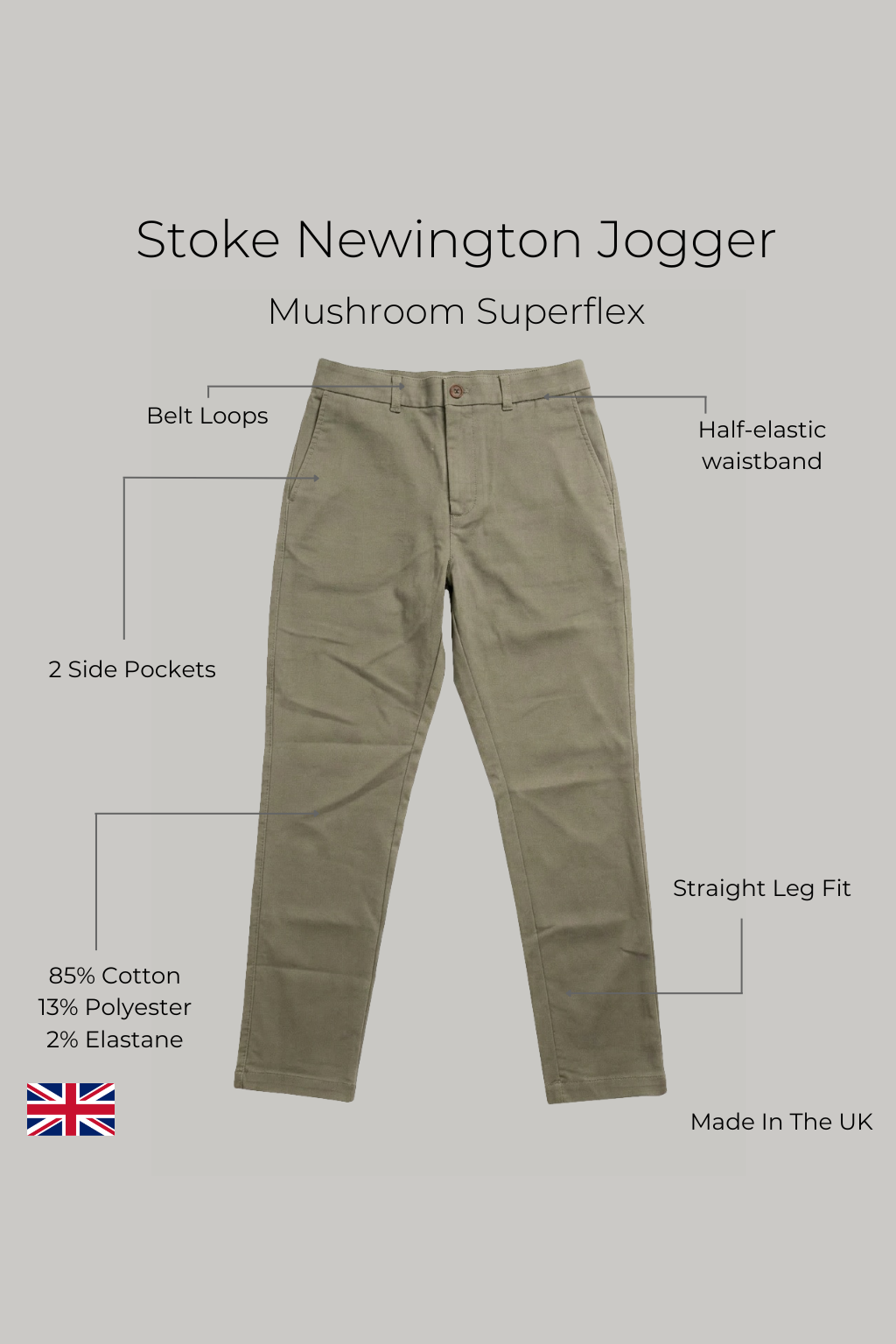 Stoke Newington Joggers - Mushroom Superflex - Wear London