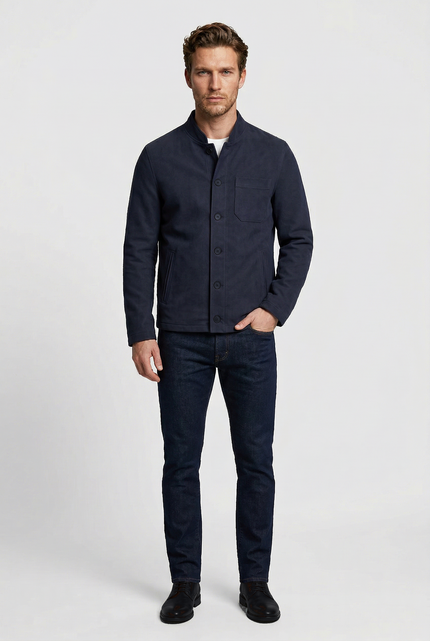Aldgate Baseball Shacket - Navy Moleskin - Wear London