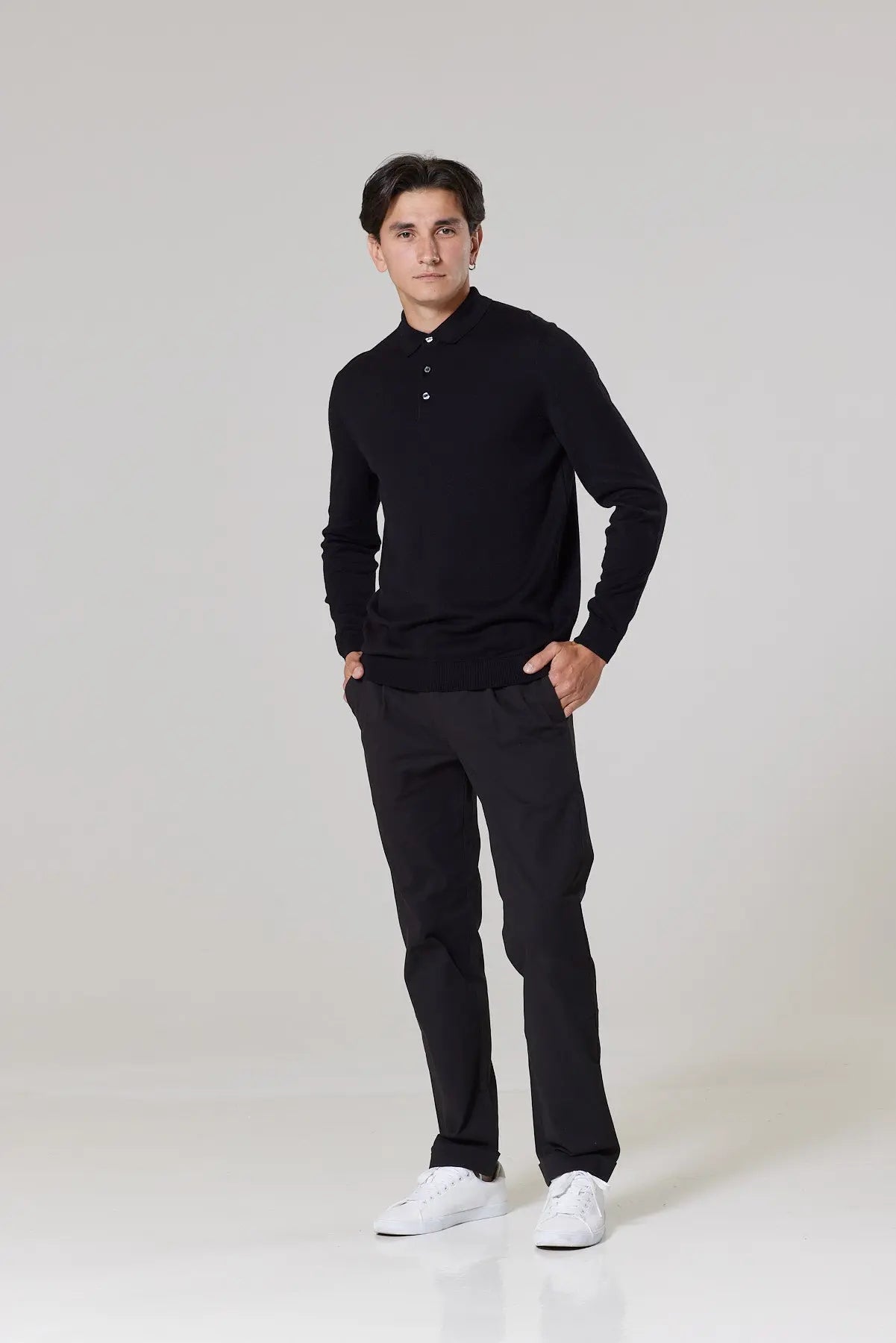 Cable Polo Shirt - Black Wear London