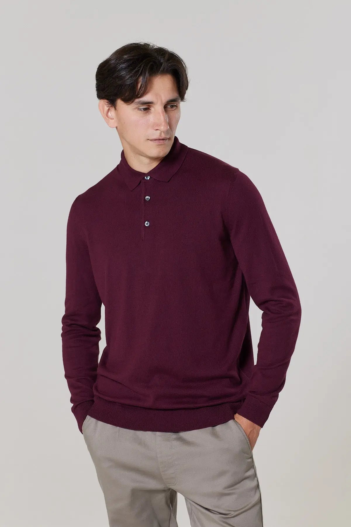 Cable Polo Shirt - New Burgundy Wear London