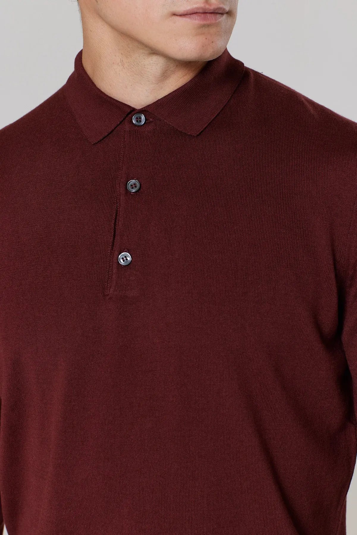 Cable Polo Shirt - Burgundy knitwear Wear London