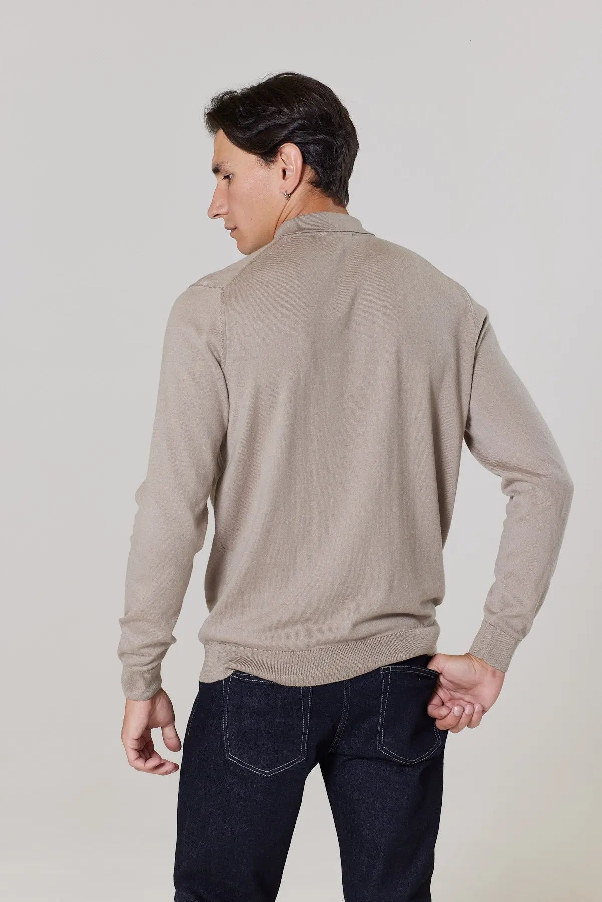 Cable Polo Shirt - Stone knitwear