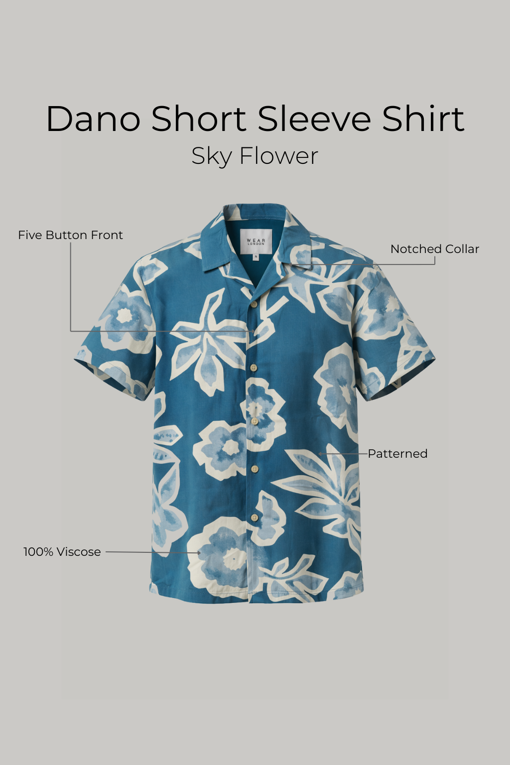 Dano Short Sleeve Shirt - Sky Flower - Wear London