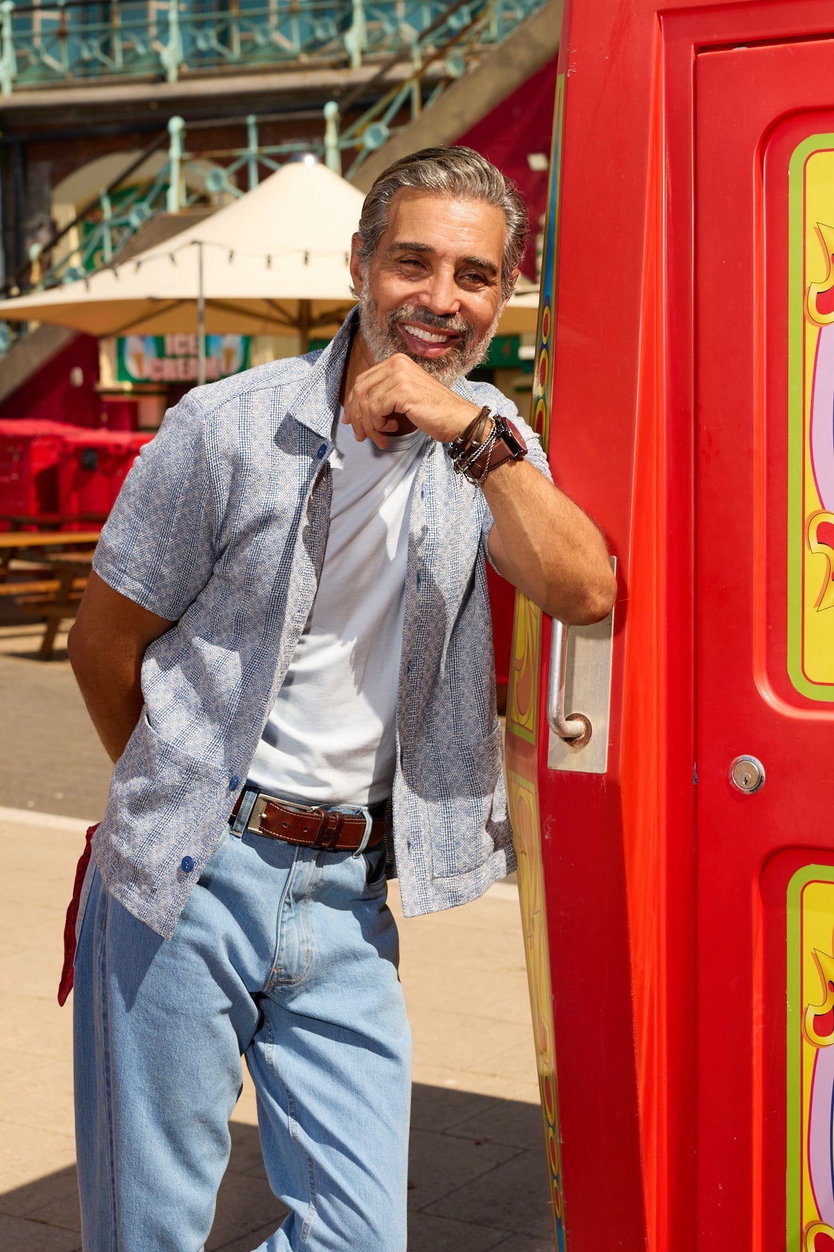 Bethnal Short Sleeve Shirt - Sky Navy Diagonal Marcel - Wear London