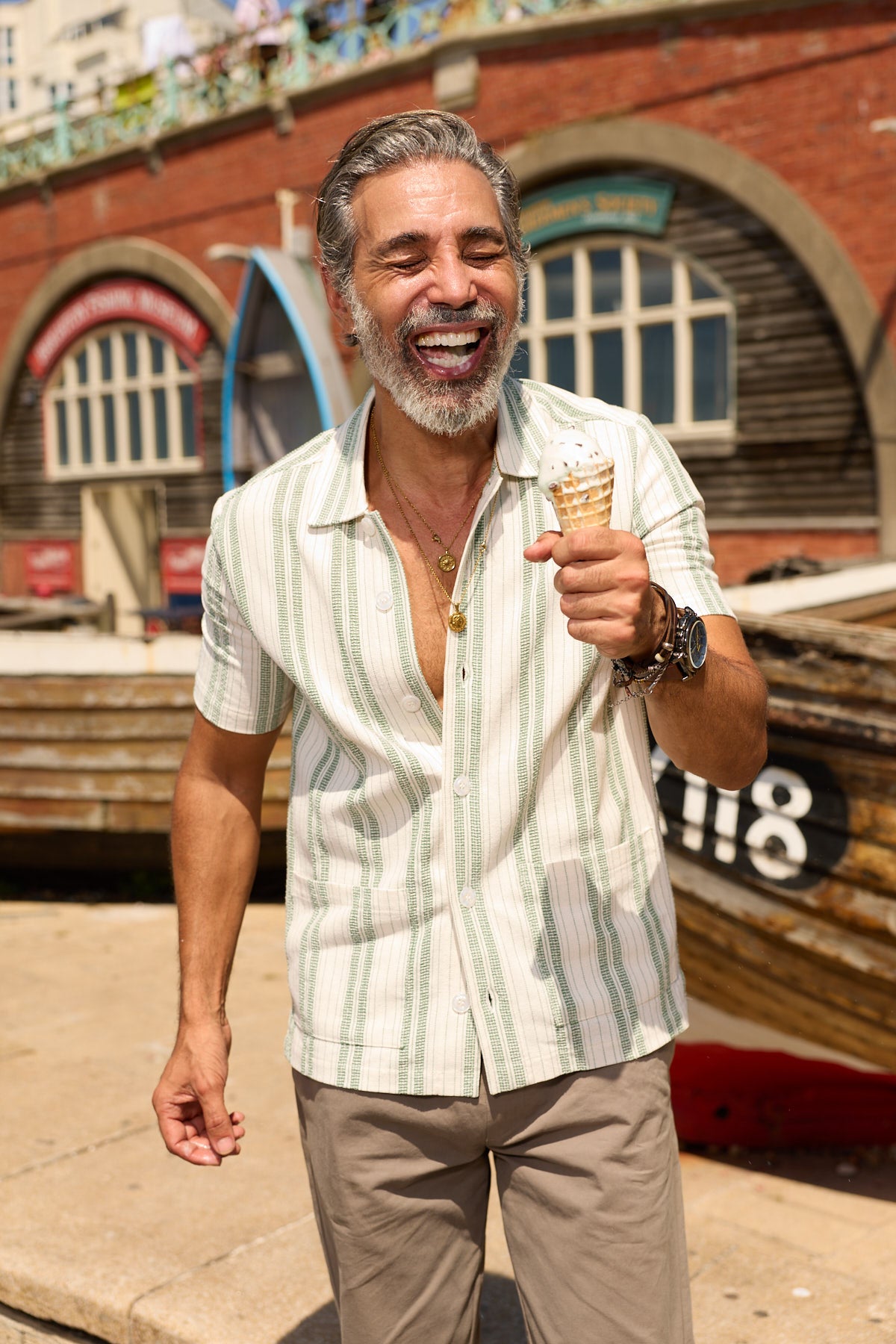 Bethnal Short Sleeve Shirt - Green White Stripe - Wear London