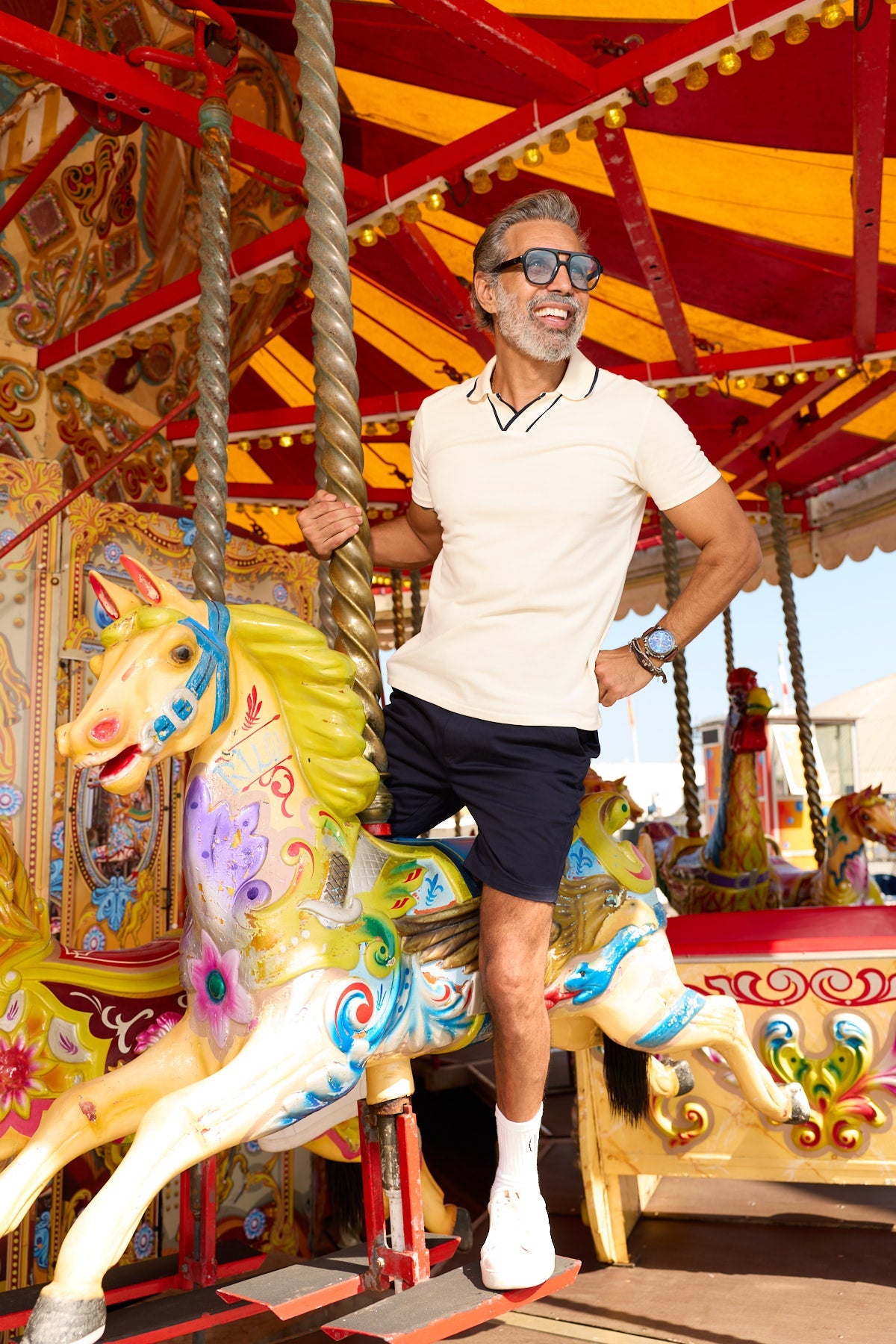 Sterling - V Neck Polo - Ecru Pique - Wear London