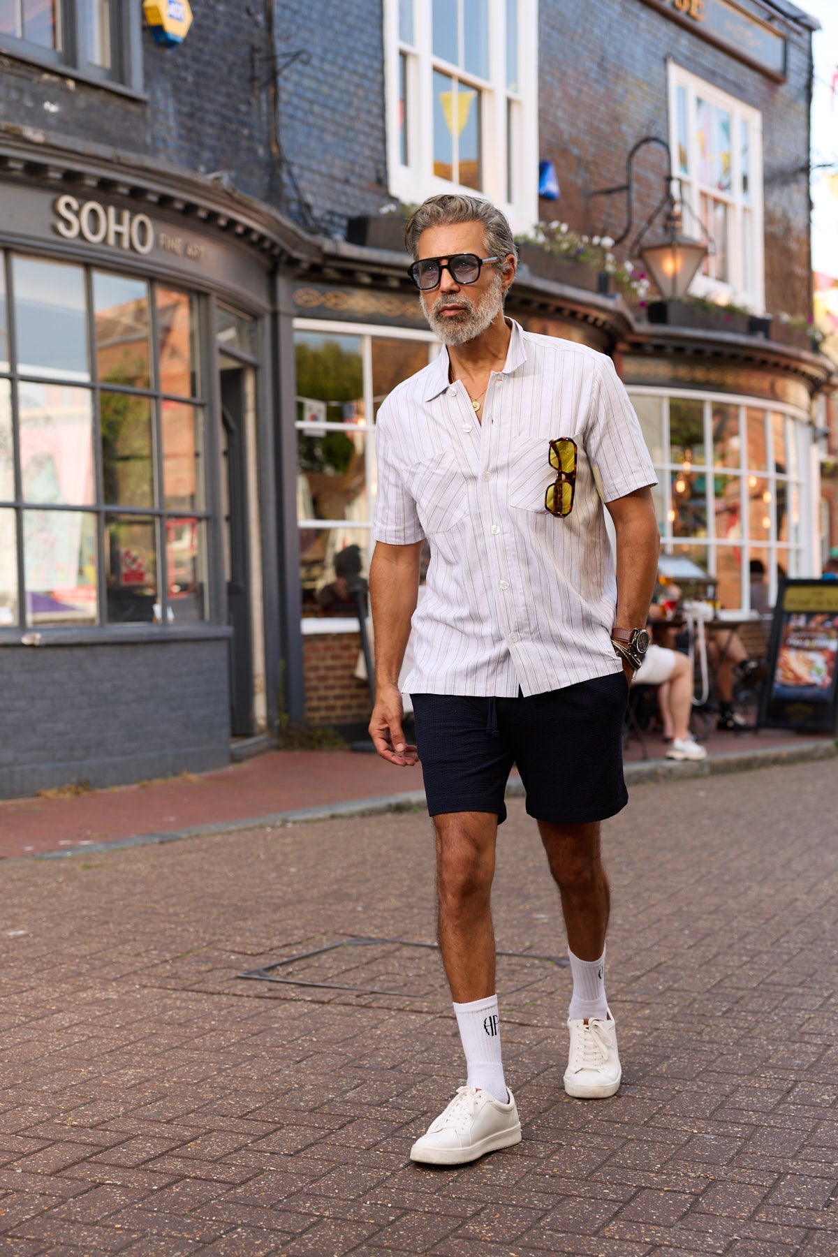 Bethnal Top Pockets  - Green White Linen - Wear London