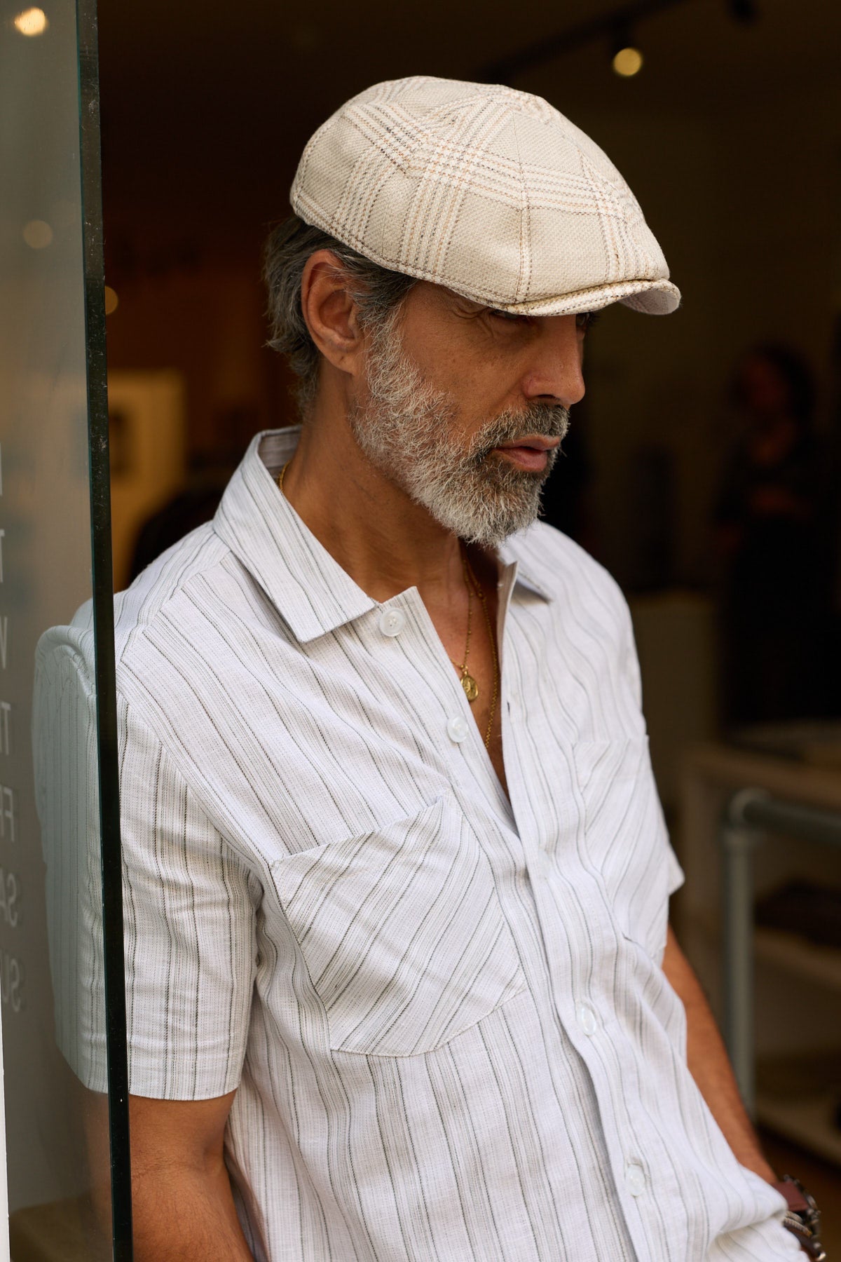 Baker Boy Hat - Beige Check - Wear London