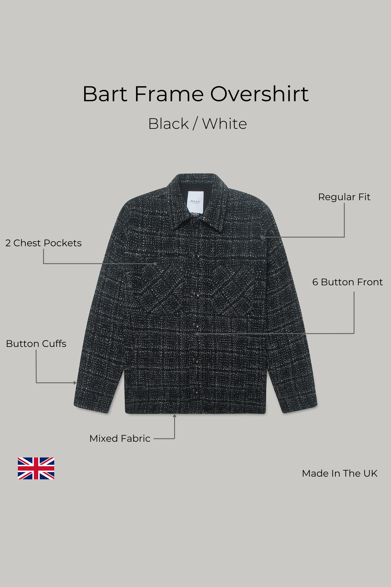 Bart Frame Overshirt - Black / White - Wear London