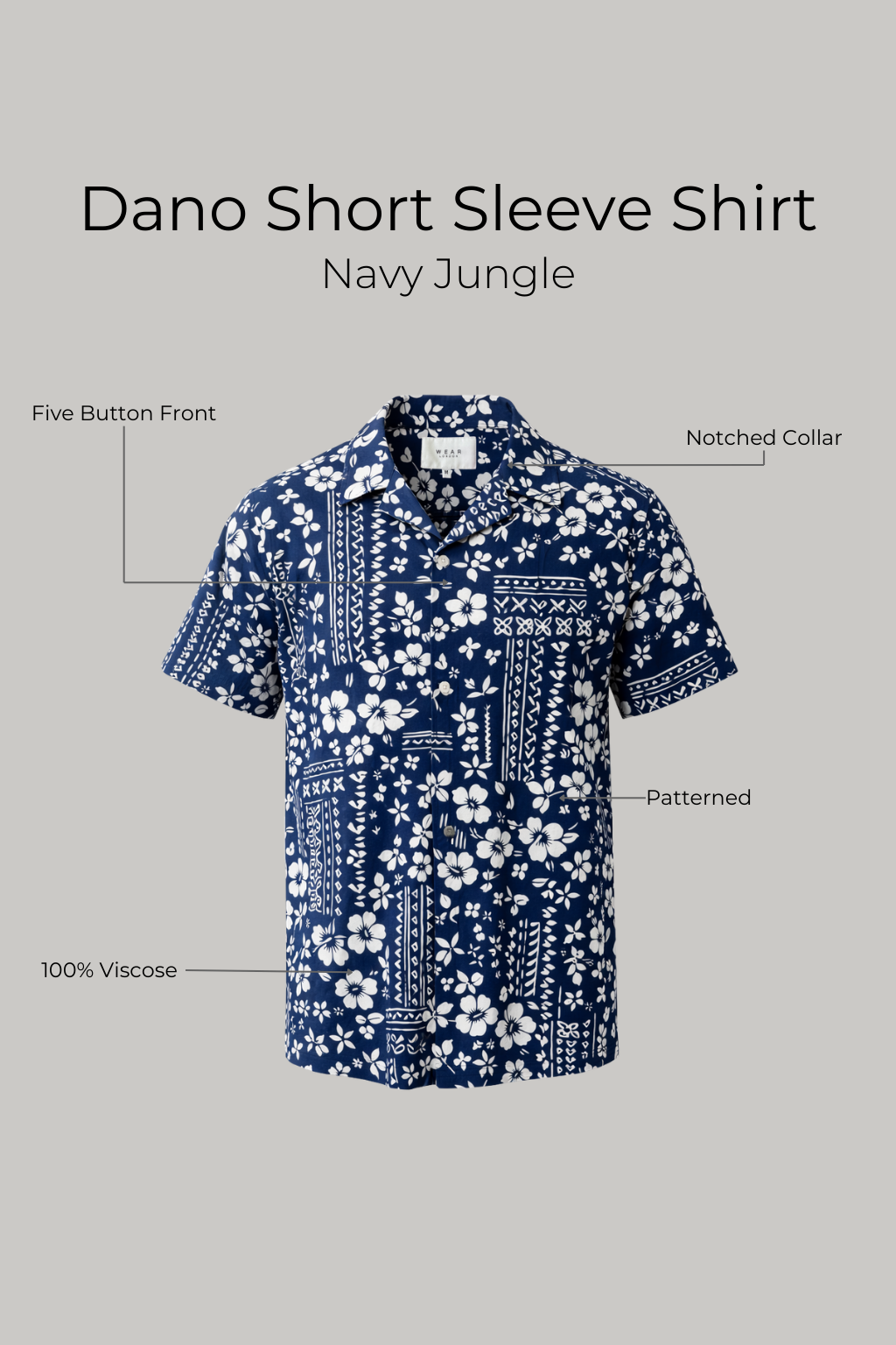 Dano Short Sleeve Shirt - Navy Jungle - Wear London