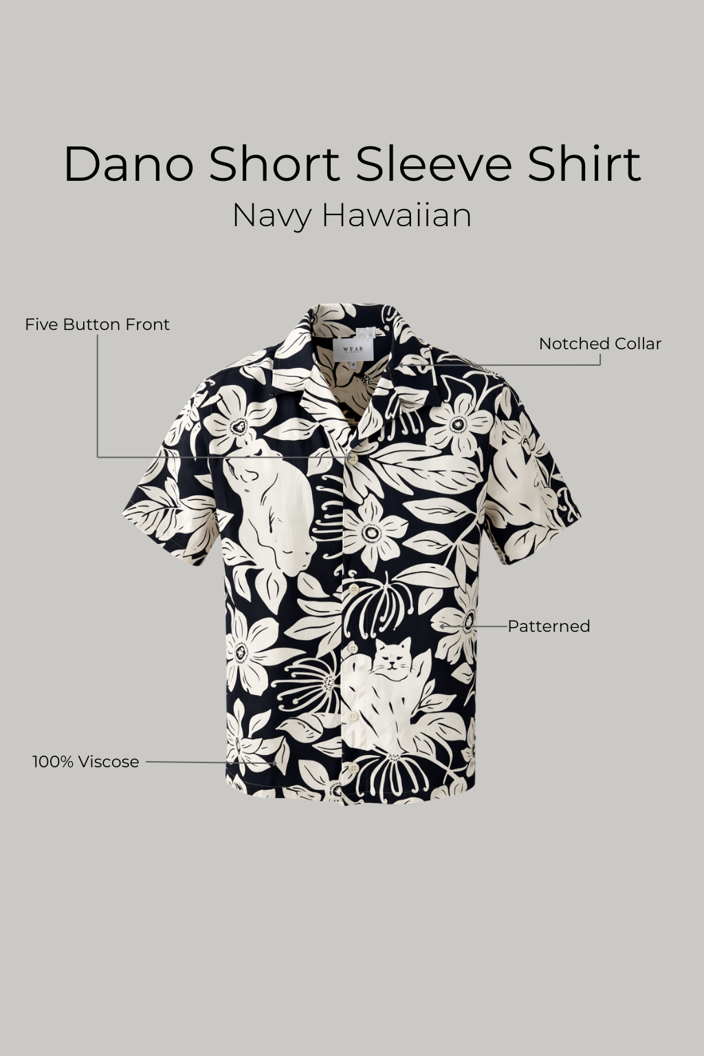 Dano Short Sleeve Shirt - Navy Hawaiian - Wear London