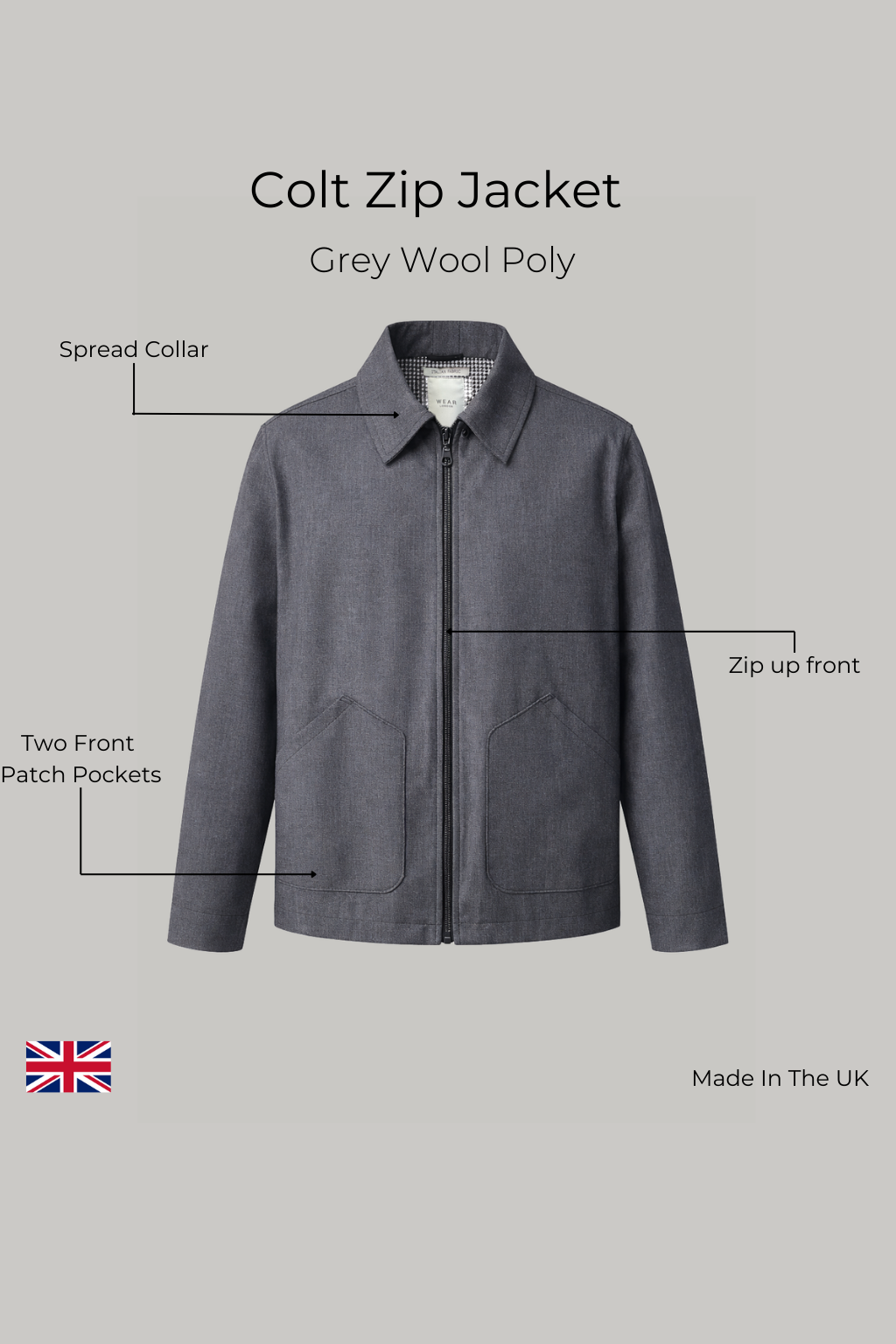 Colts Zip Shacket - Charcoal Wool Poly - Wear London
