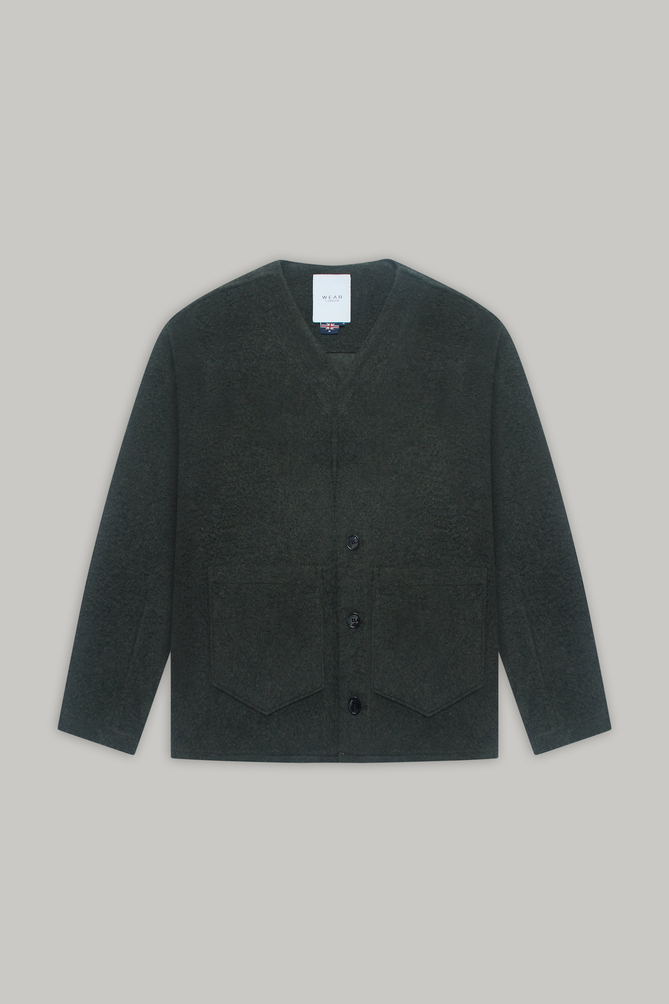 Fleming V-Neck Shacket - Olive Casentino Wool - Wear London