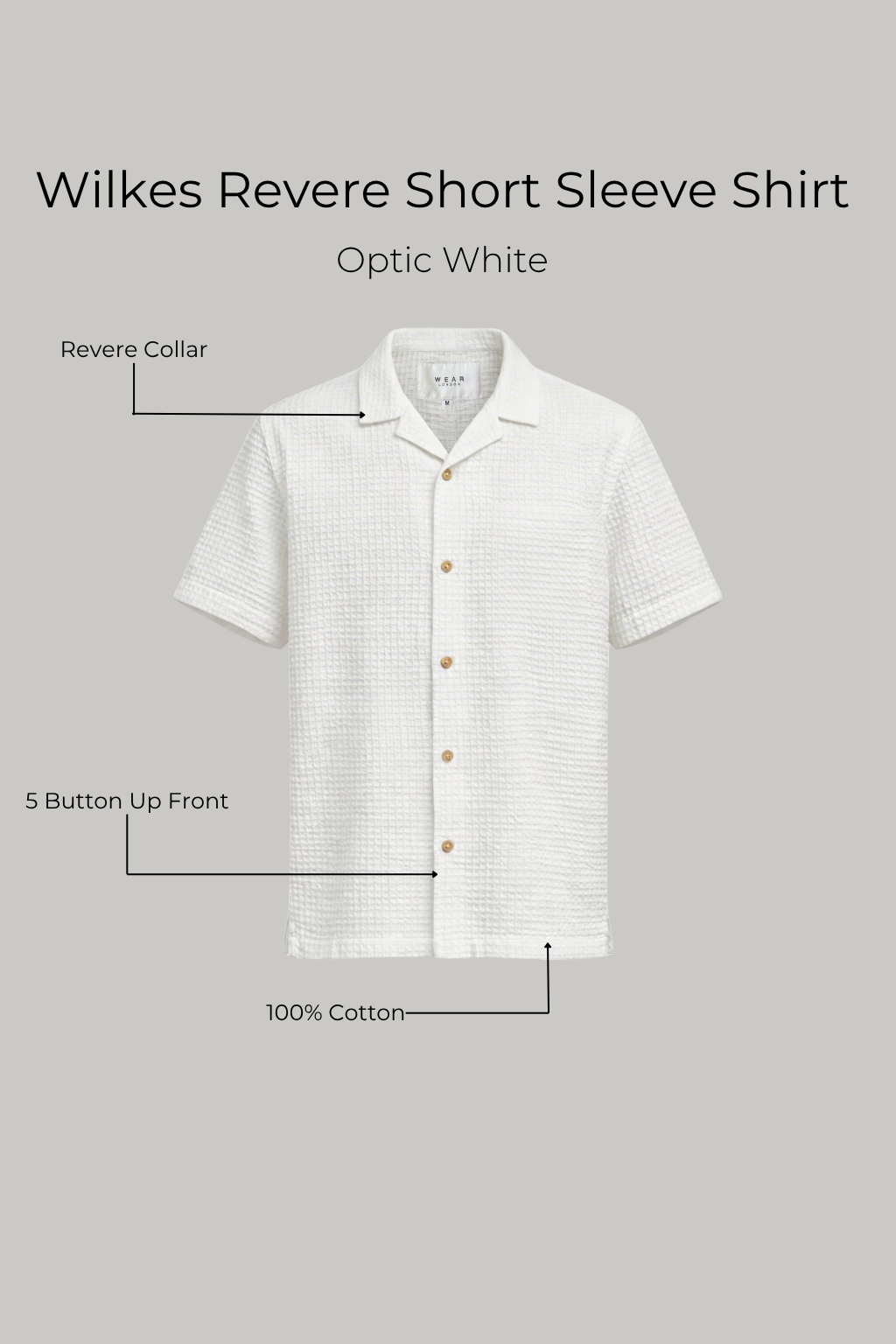 Wilkes Revere Short Sleeve Shirt - Optic White - Wear London