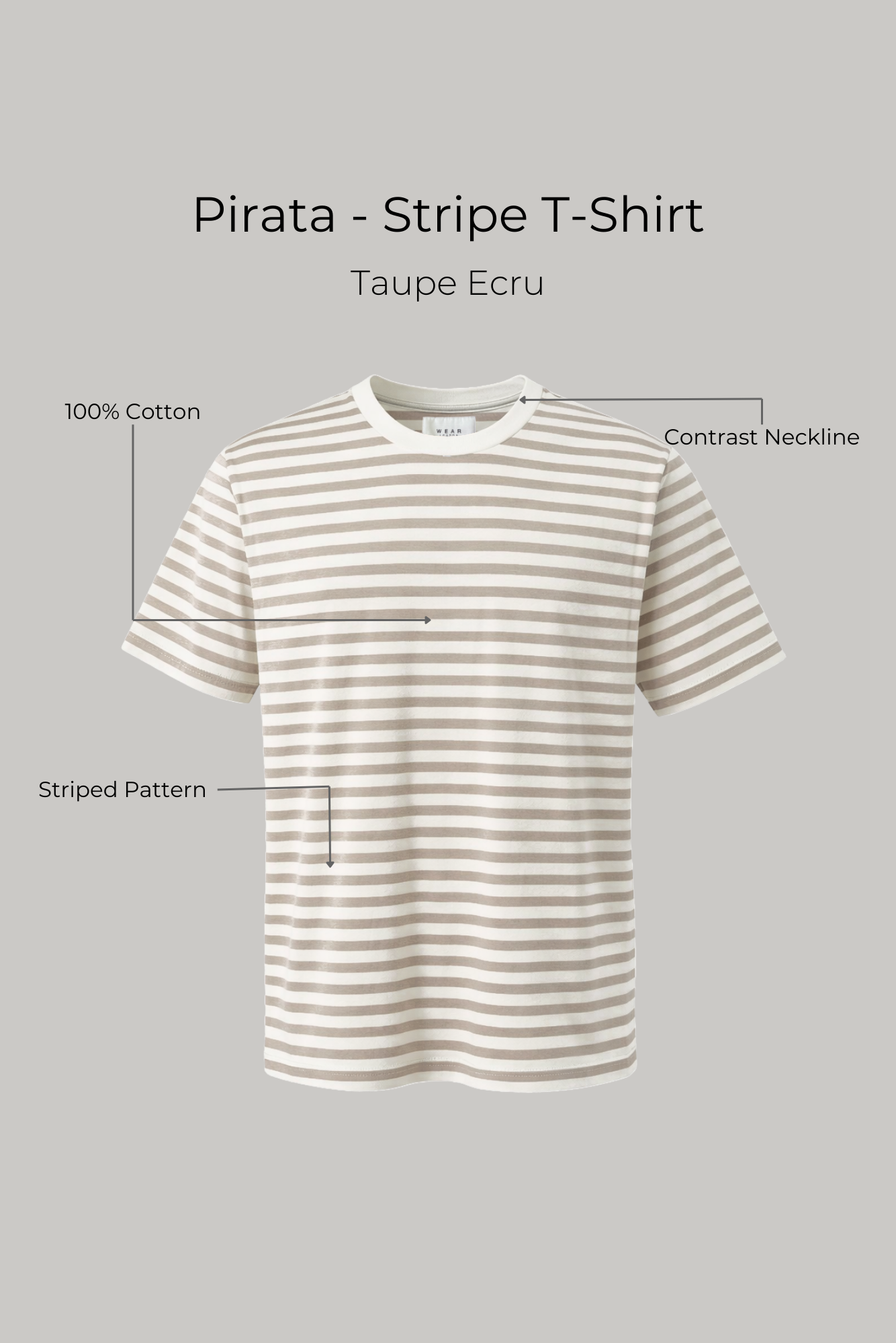 Pirata- Stripe T-Shirt -Taupe Ecru - Wear London