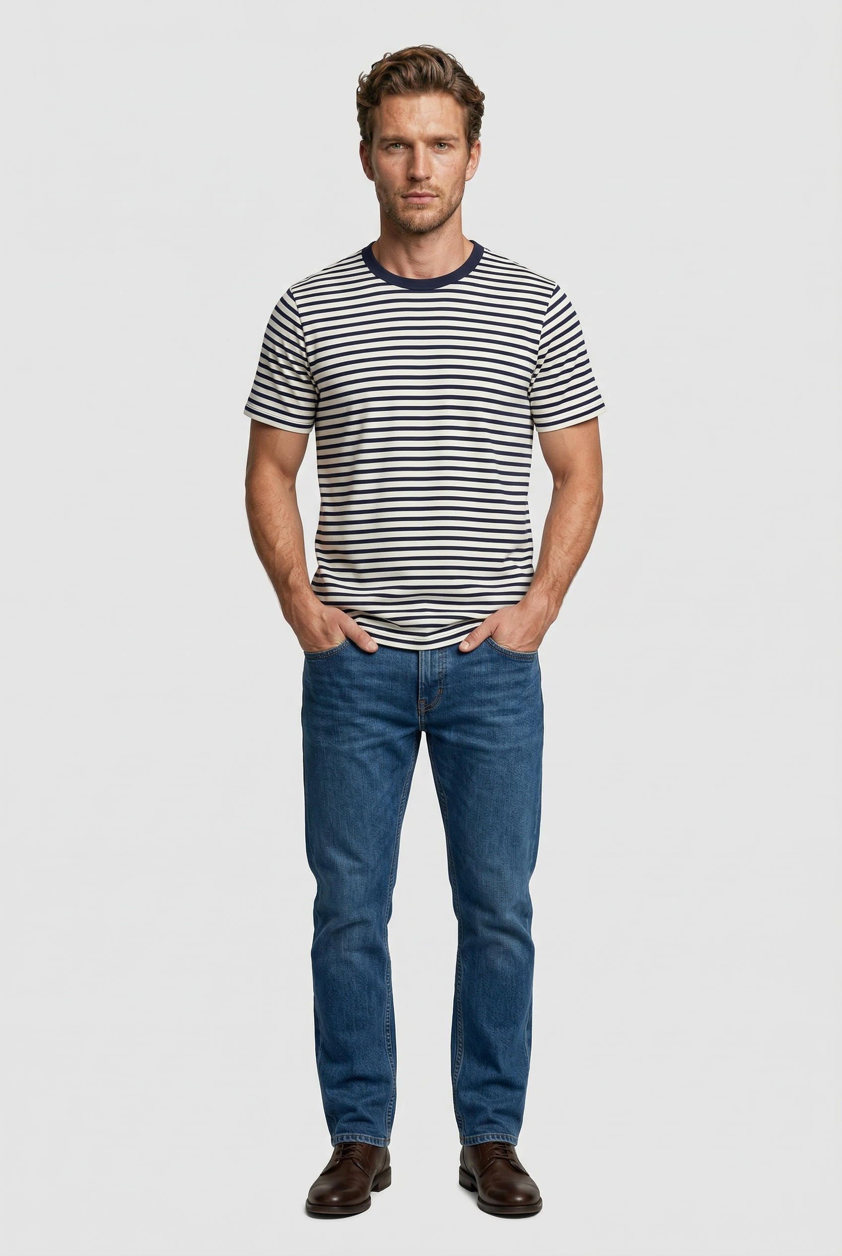 Gerard - Stripe T-Shirt - Off White Navy - Wear London