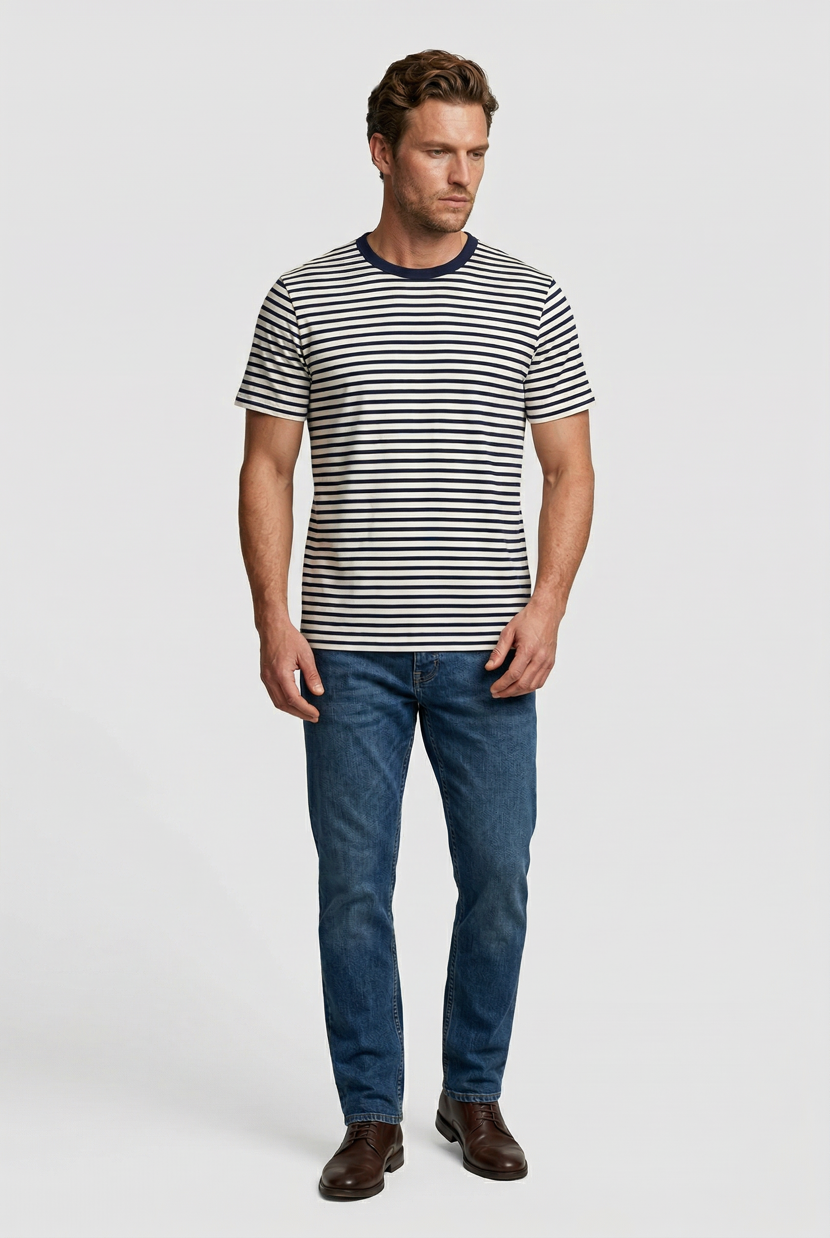 Gerard - Stripe T-Shirt - Off White Navy - Wear London