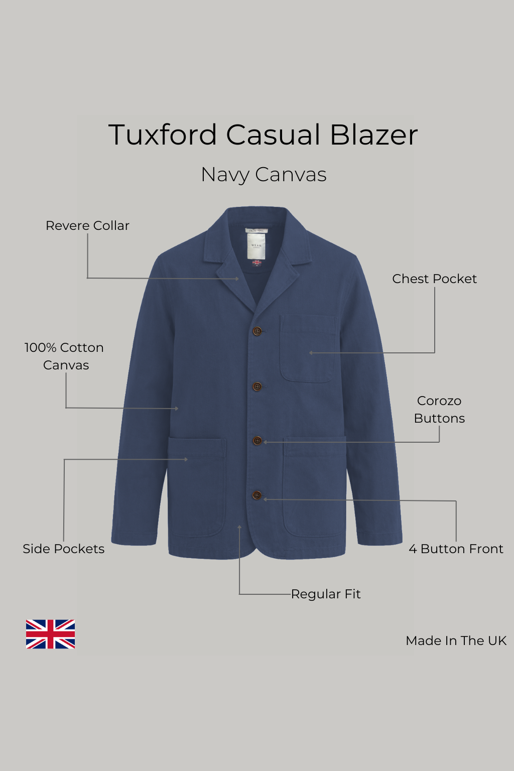 Tuxford Casual Blazer - Navy canvas - Wear London